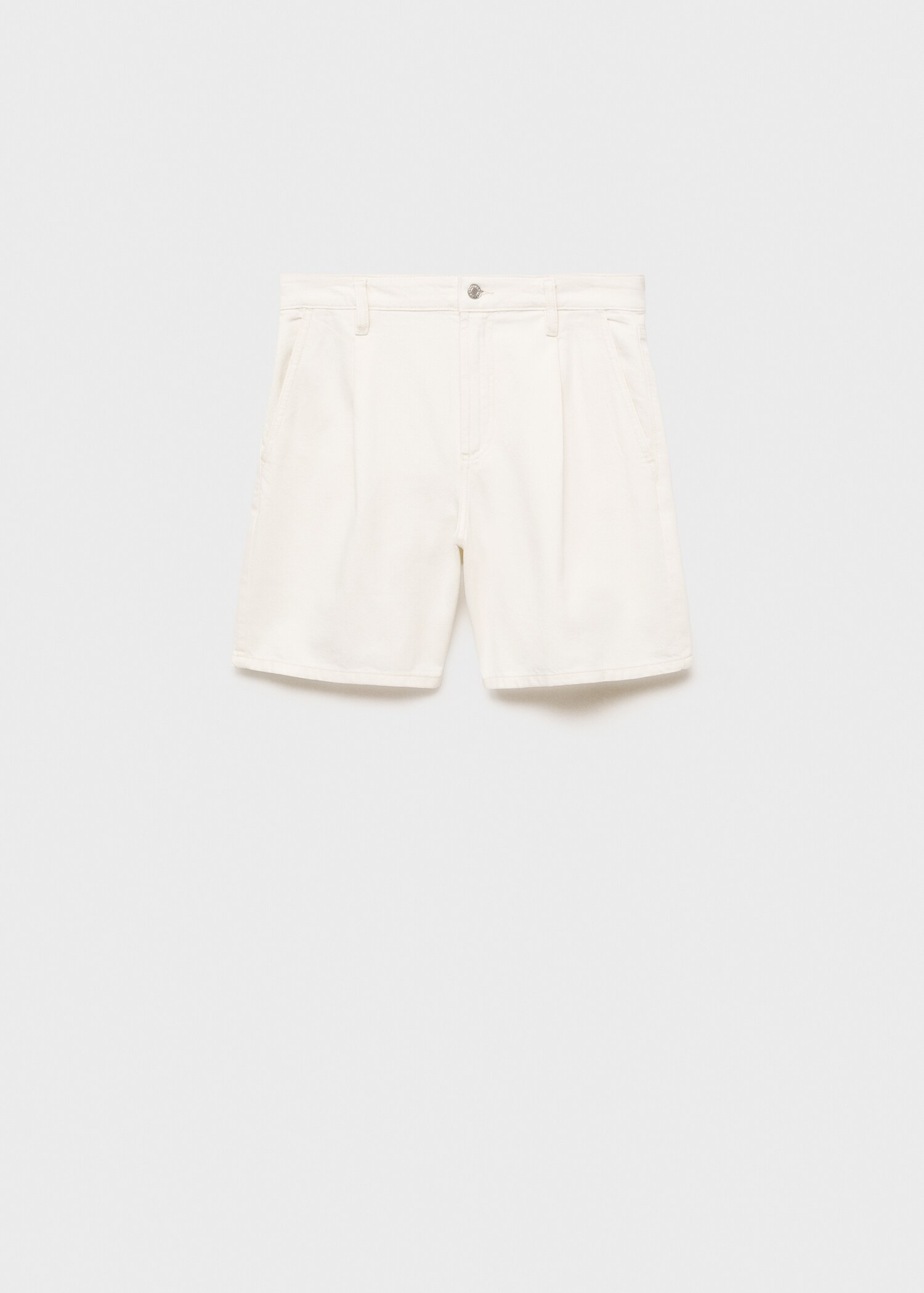 Mid-rise denim bermuda shorts with pleats - Article without model