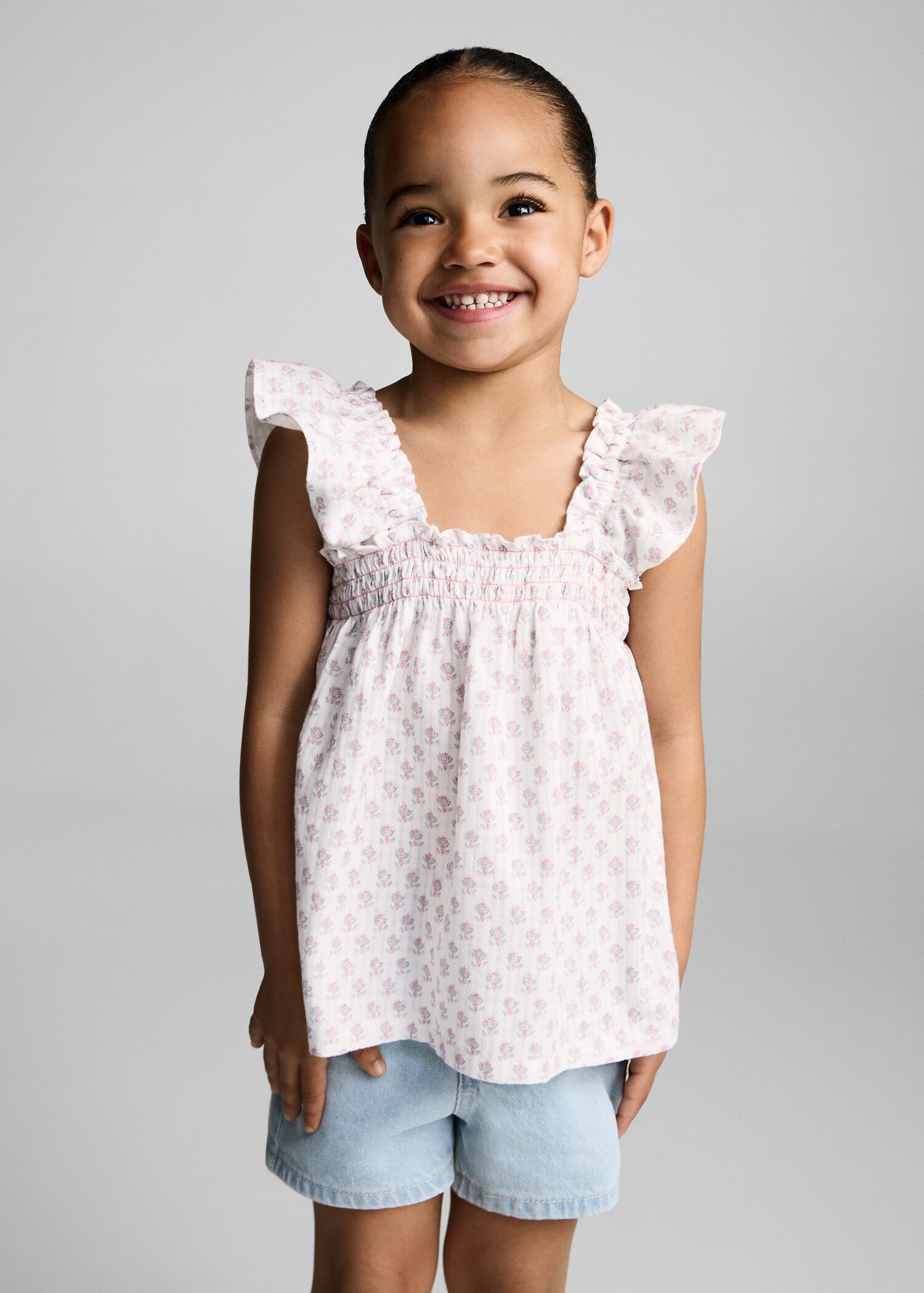 Ruffled embroidered blouse - Medium plane