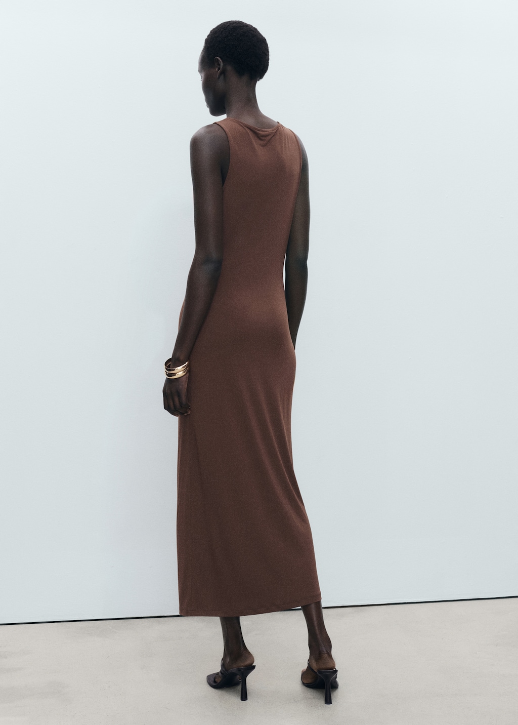 Draped dress with metallic detail