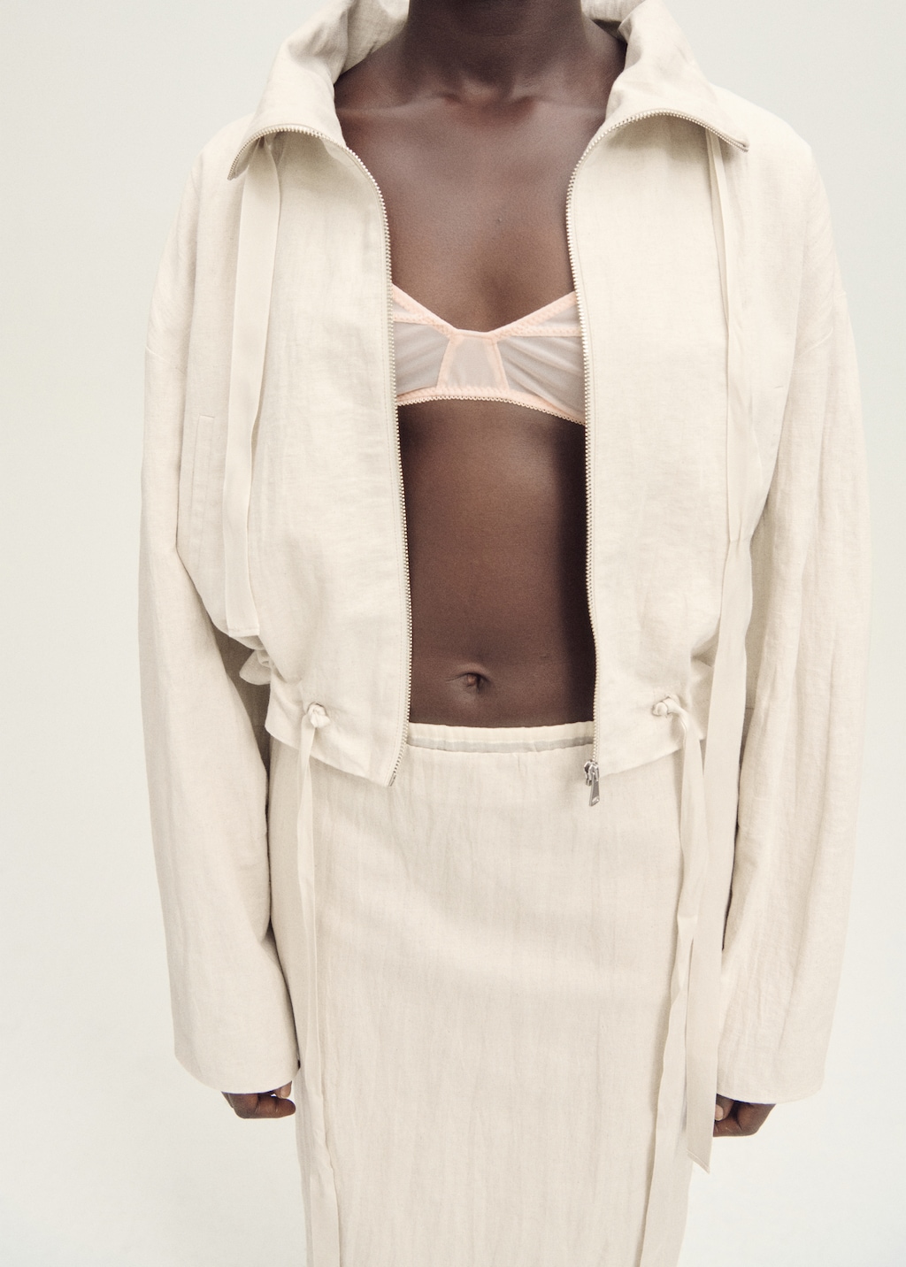Linen-blend cropped jacket - Women | MANGO USA