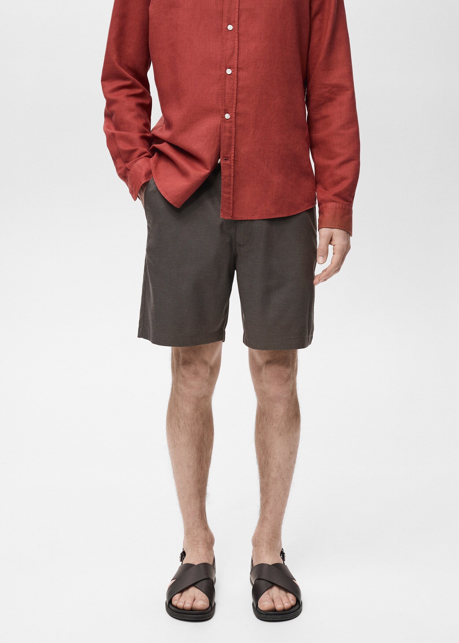 Slim-fit fluid bermuda shorts - Medium plane