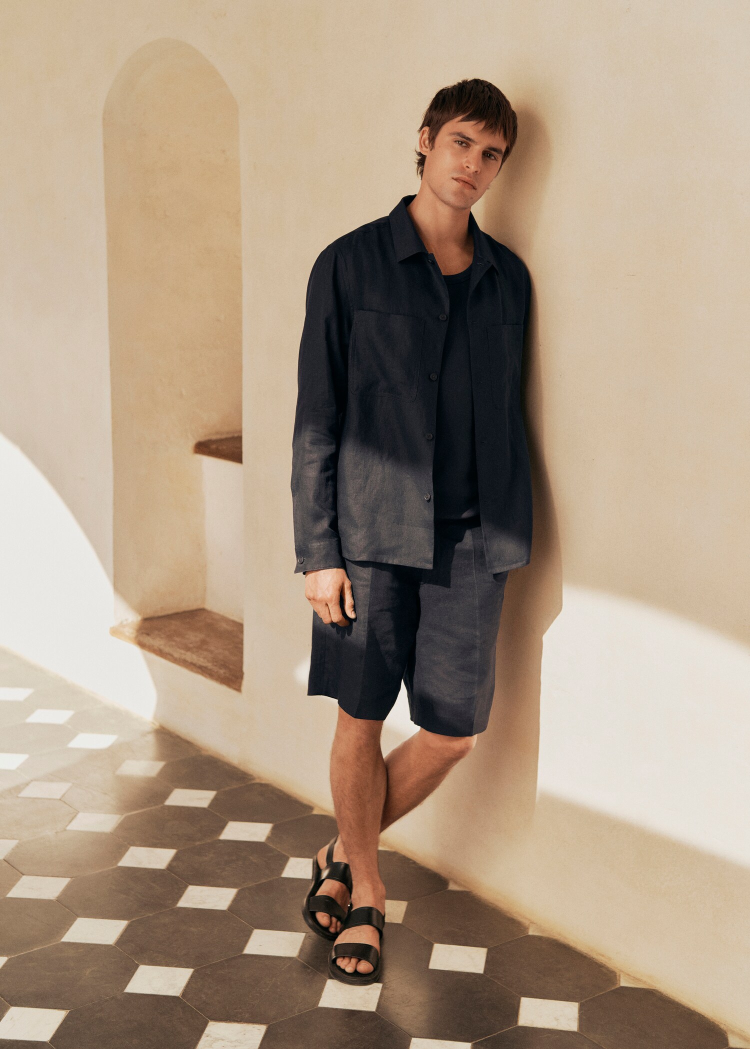 100% linen overshirt with pockets - Details of the article 3