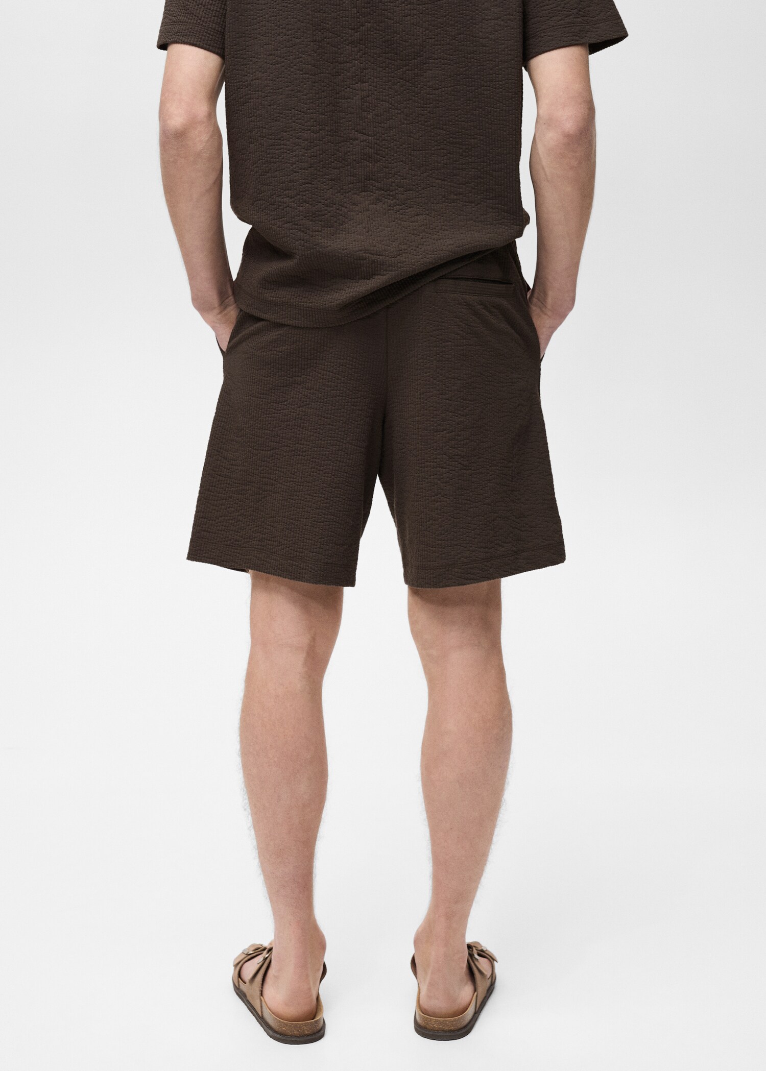 Seersucker shorts with drawstring - Reverse of the article