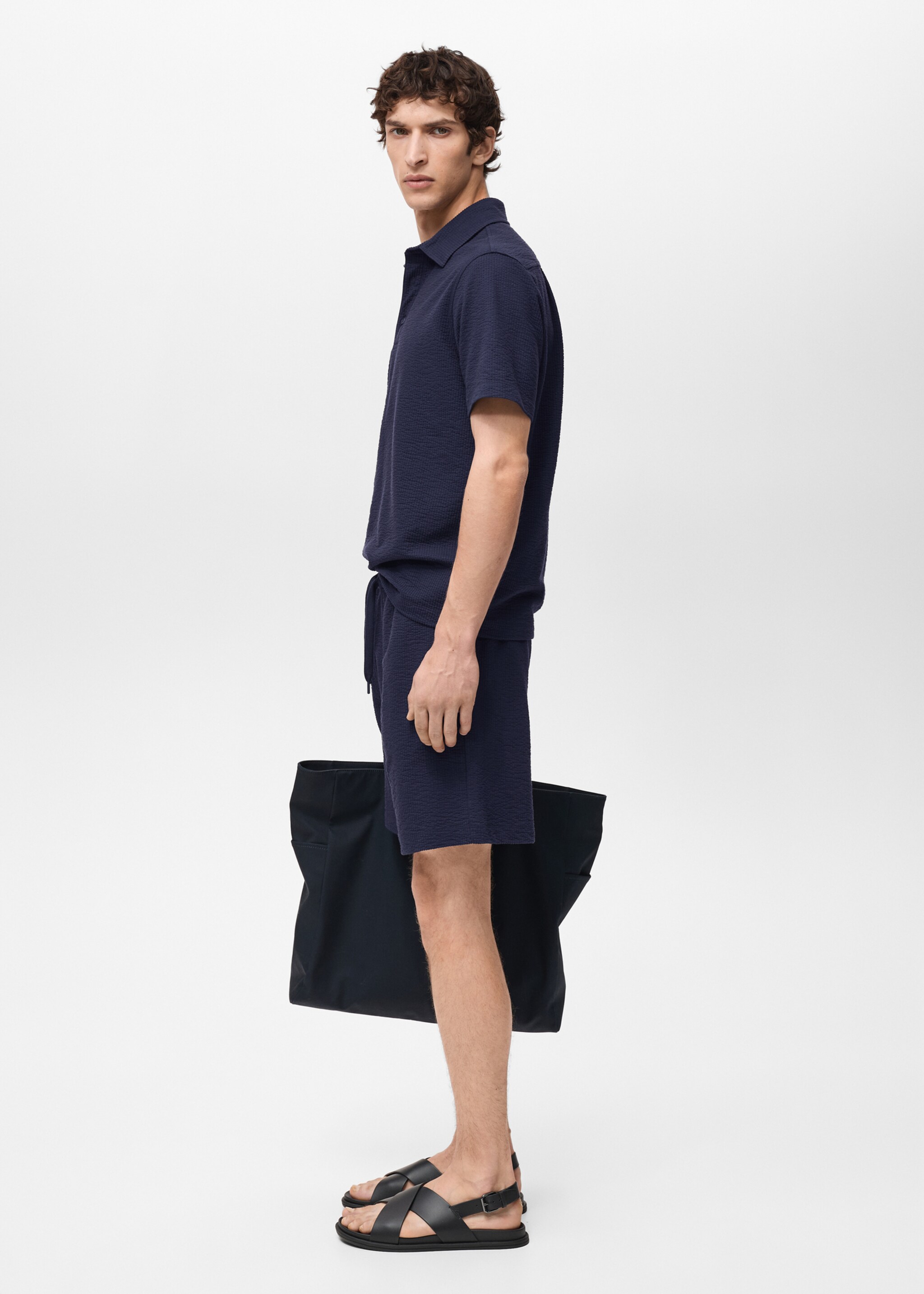 Seersucker shorts with drawstring - Details of the article 2