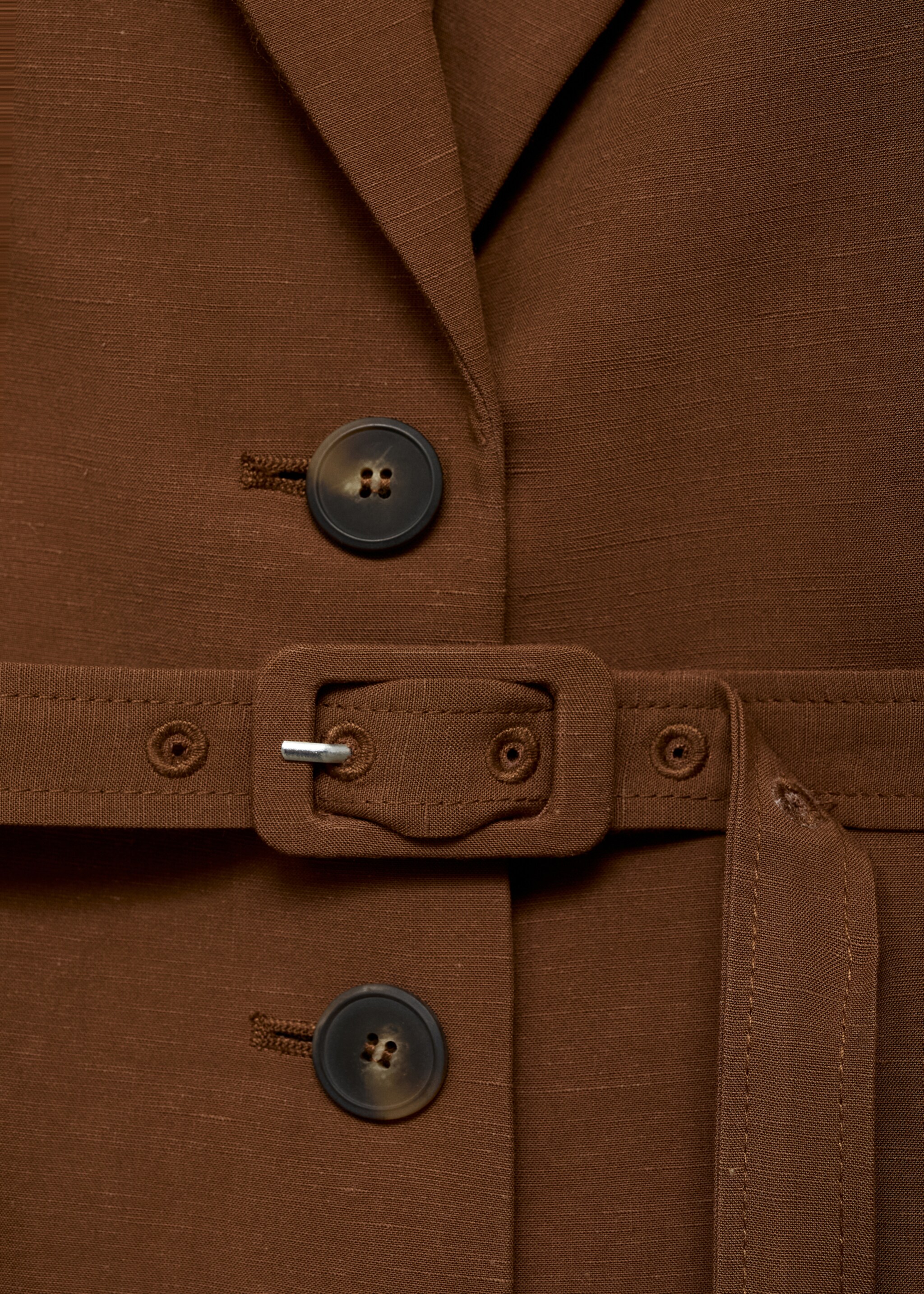 Linen-blend suit jacket with belt - Details of the article 0