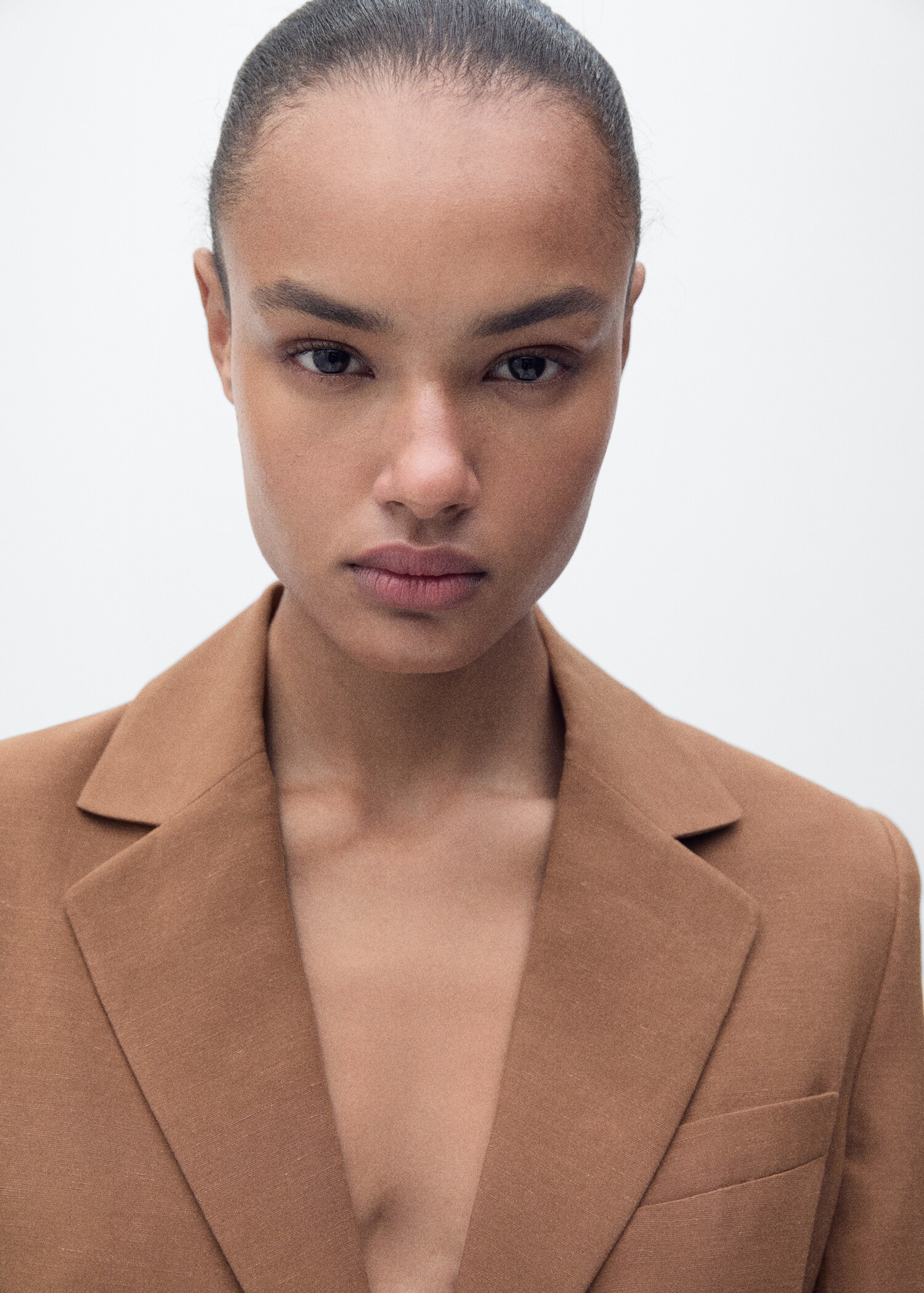 Linen-blend suit blazer with belt - Details of the article 2