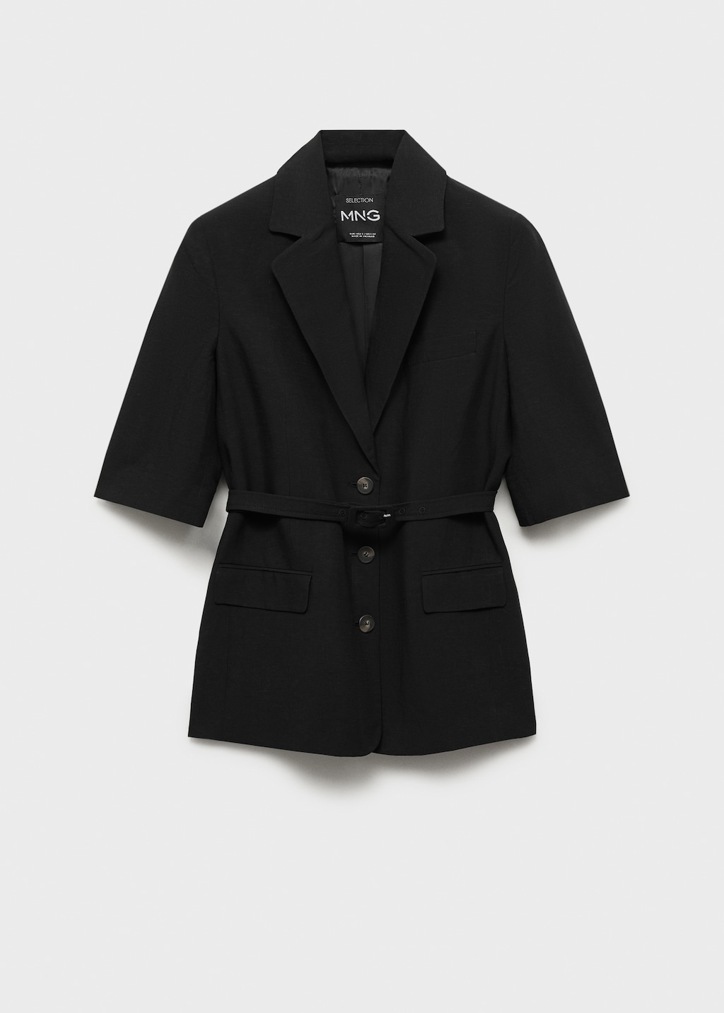 Linen-blend suit blazer with belt - Women | MANGO USA