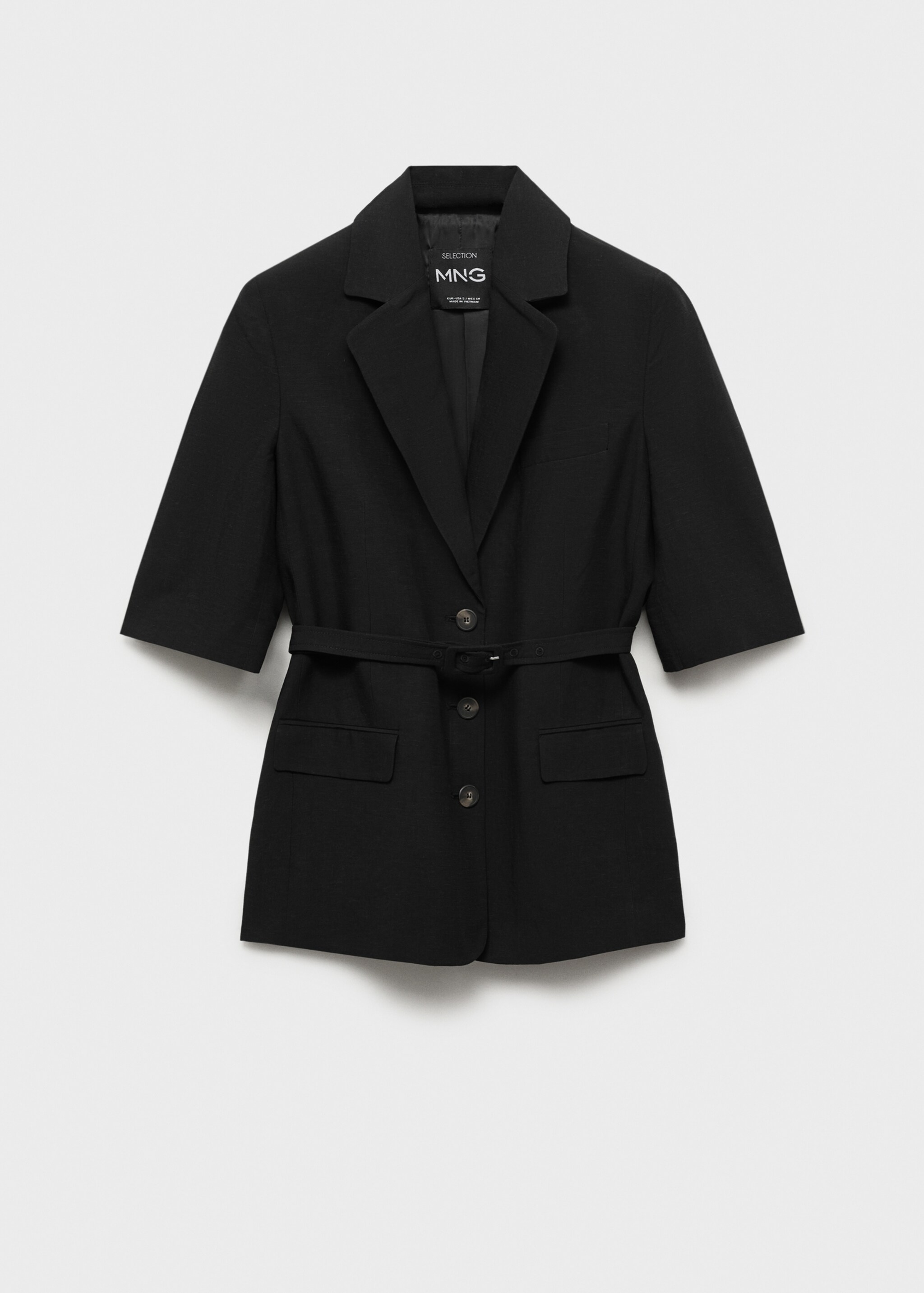 Keten karışımlı kemerli blazer ceket - Modelsiz ürün