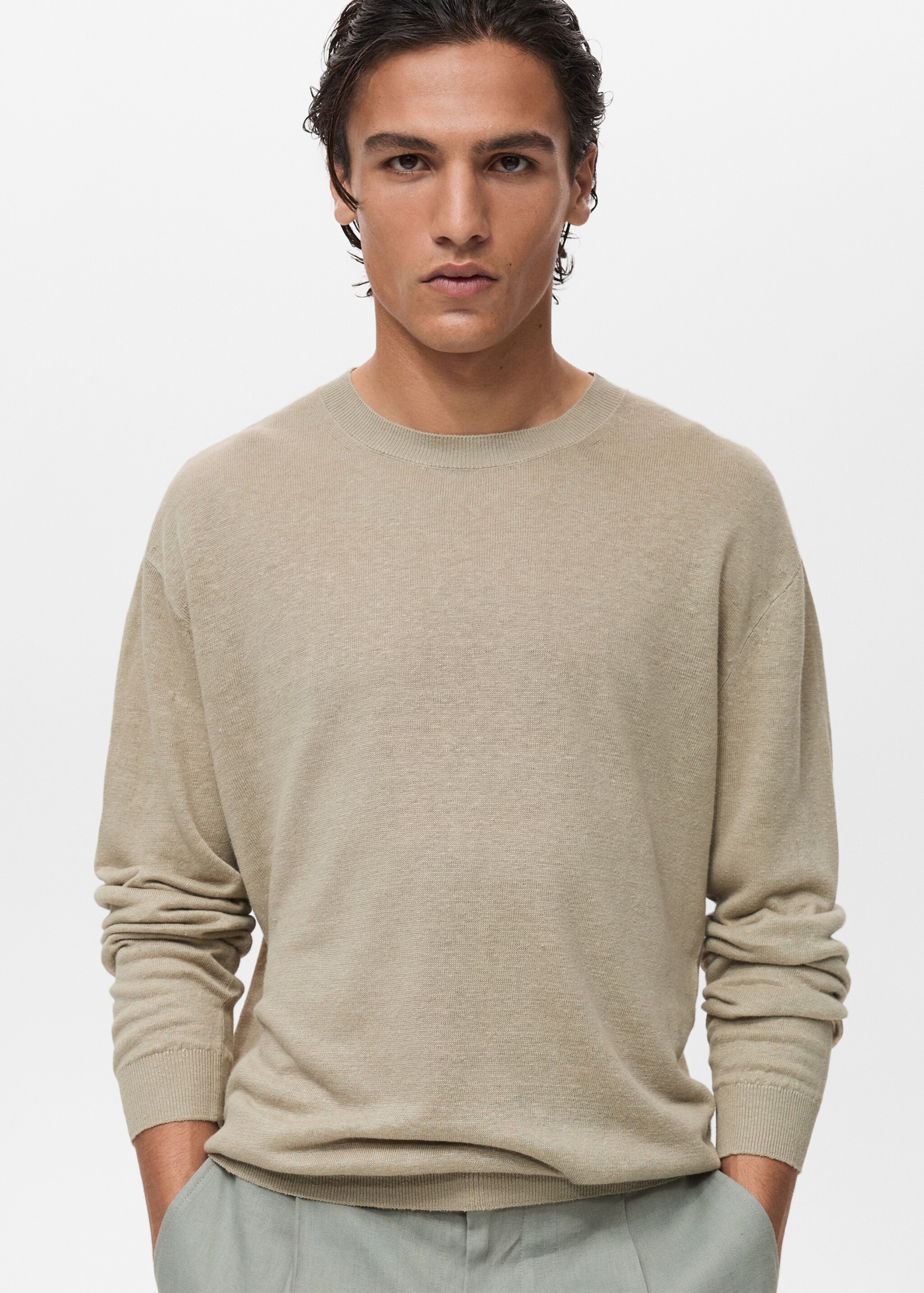 Fließender Pullover aus 100 % Leinen - Mittlere Ansicht