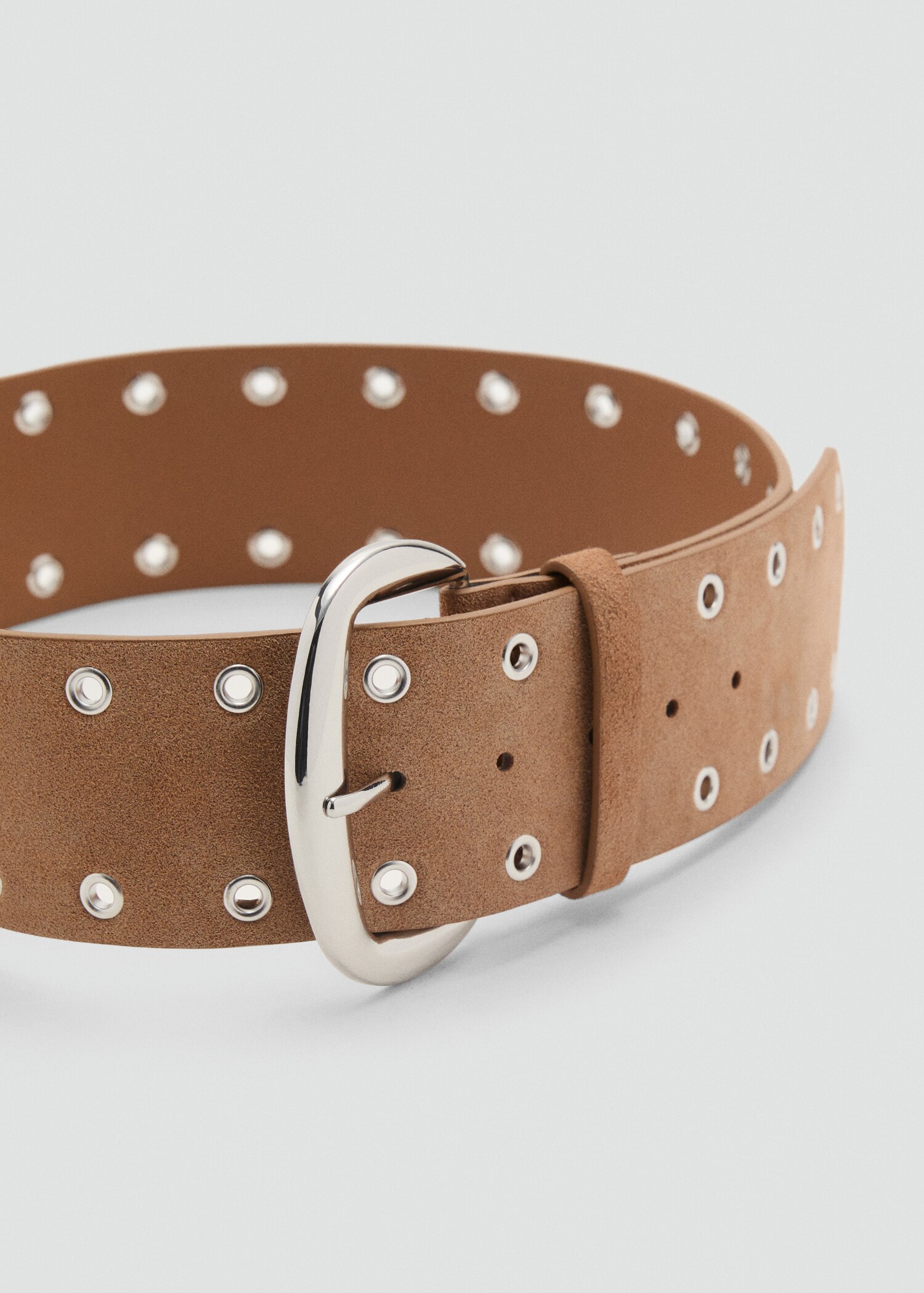 Wide studded leather belt - Medium plane