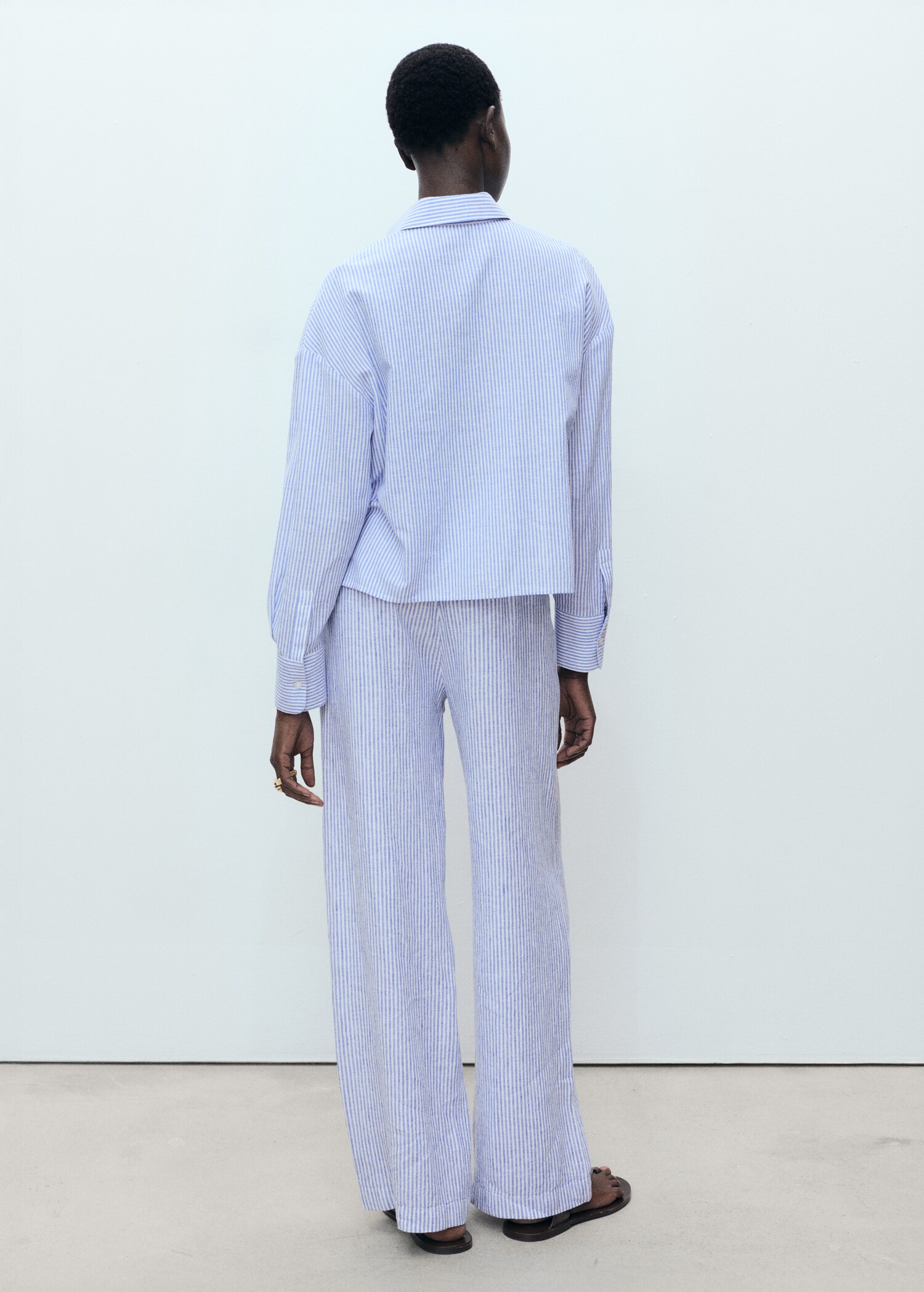 Pantalon lin à rayures - Verso de l’article