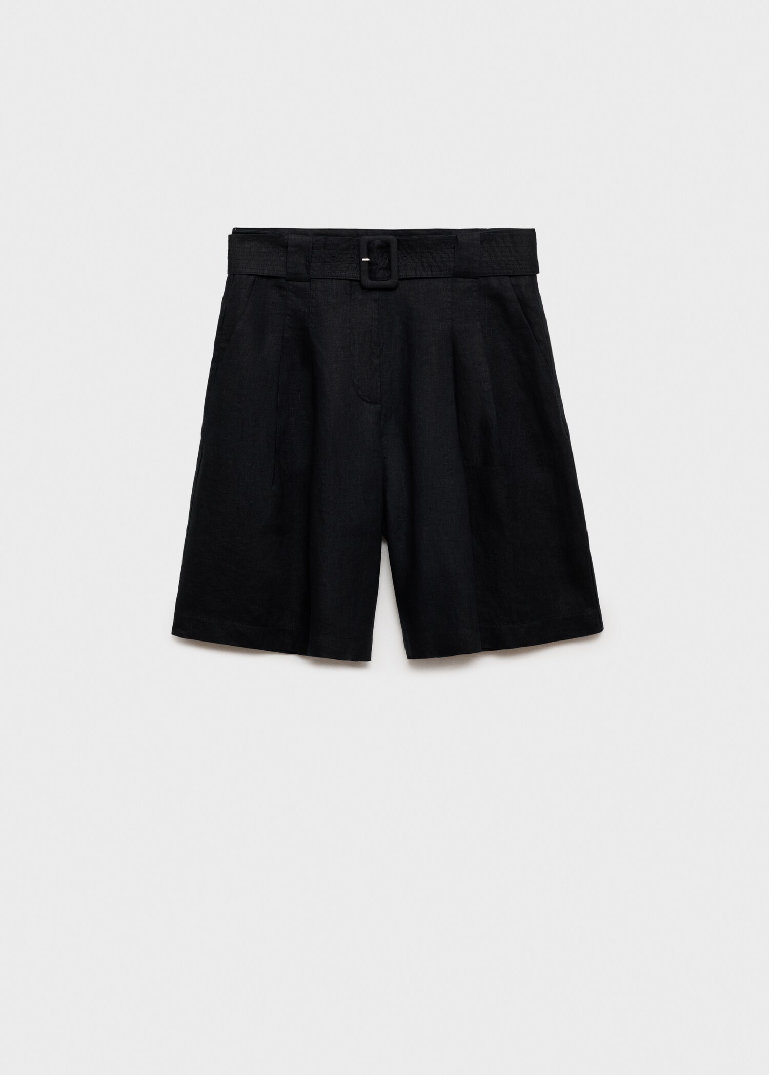 Belt linen-blend Bermuda shorts - Article without model