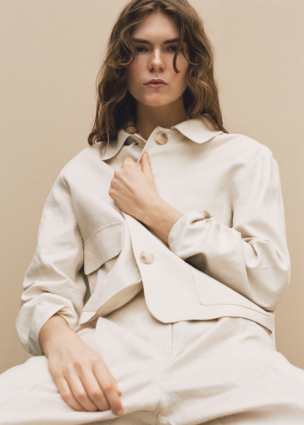 【LEMEME】Magot Jacket Ivory Pocket linen-blend jacket - Women | MANGO USA