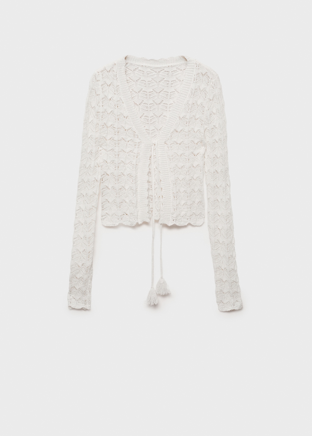 Crochet cardigan with bow closure - Women | MANGO USA Crochet cardigan with bow closure - Women | MANGO USA