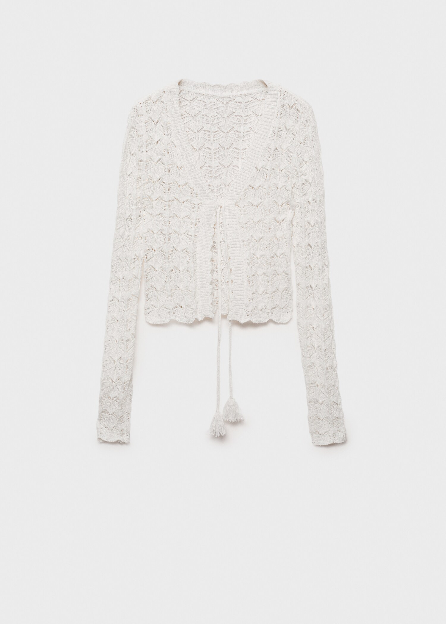 Crochet cardigan with bow closure - Article without model