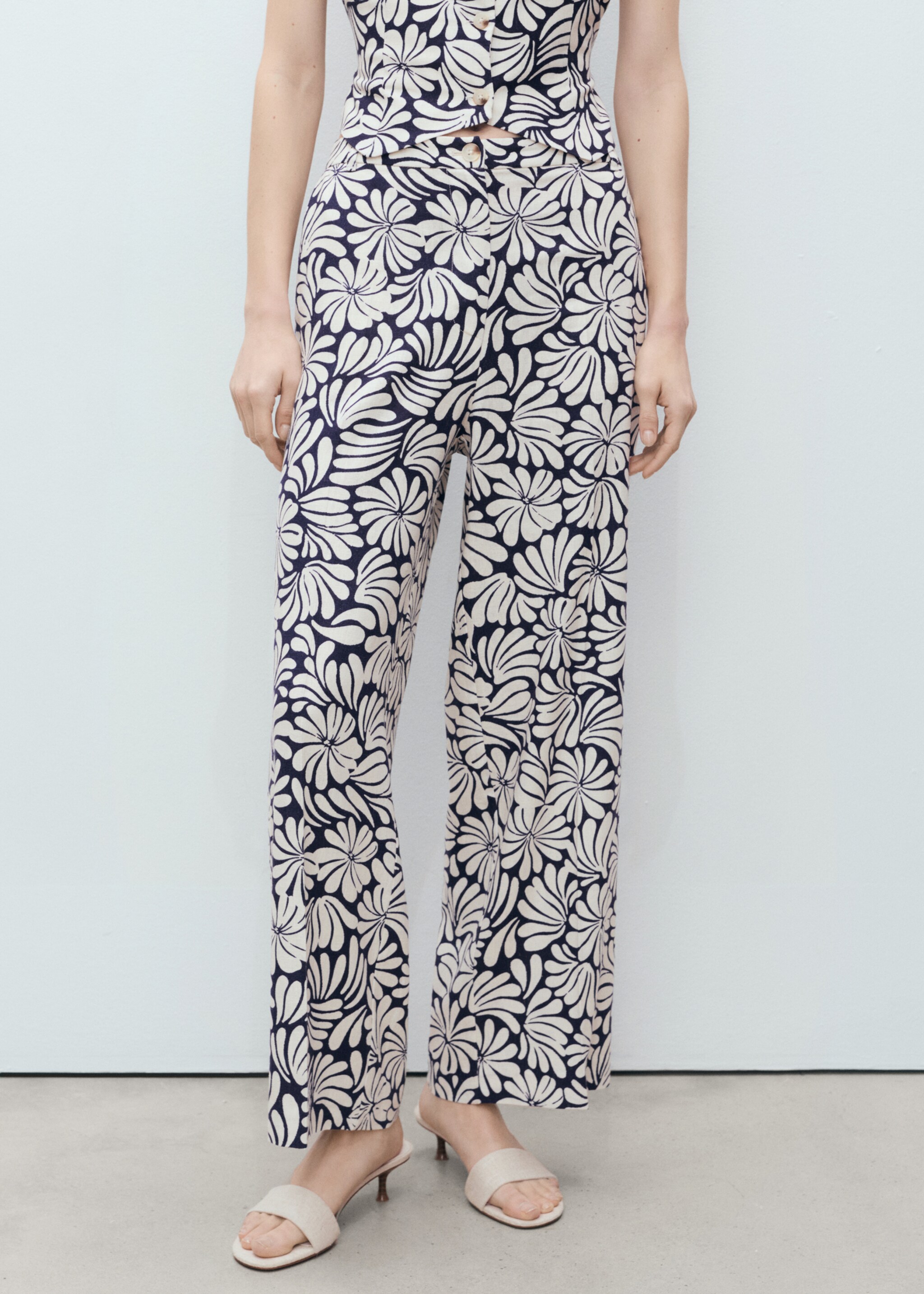 Floral linen trousers - Medium plane
