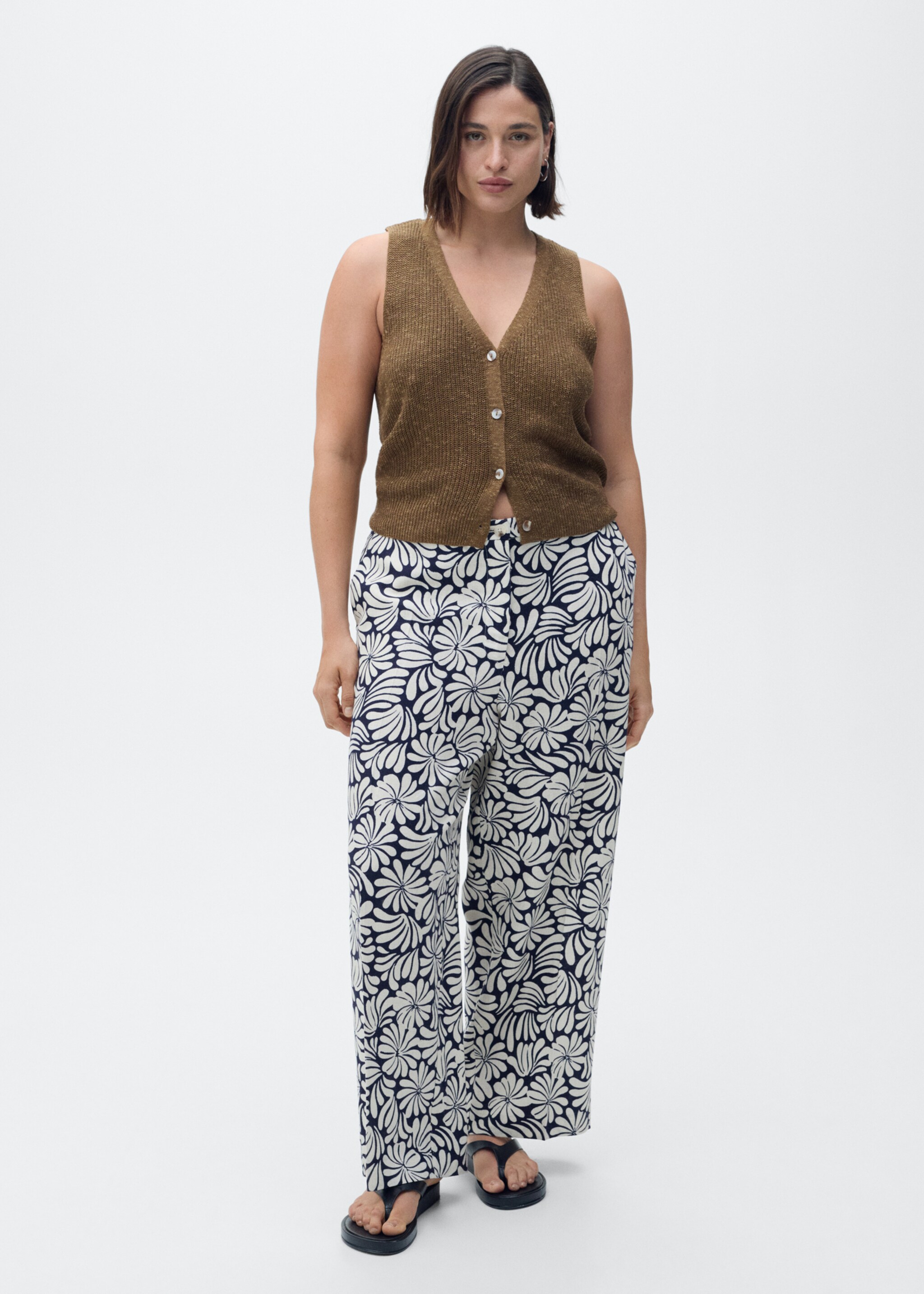 Floral linen trousers - Details of the article 3
