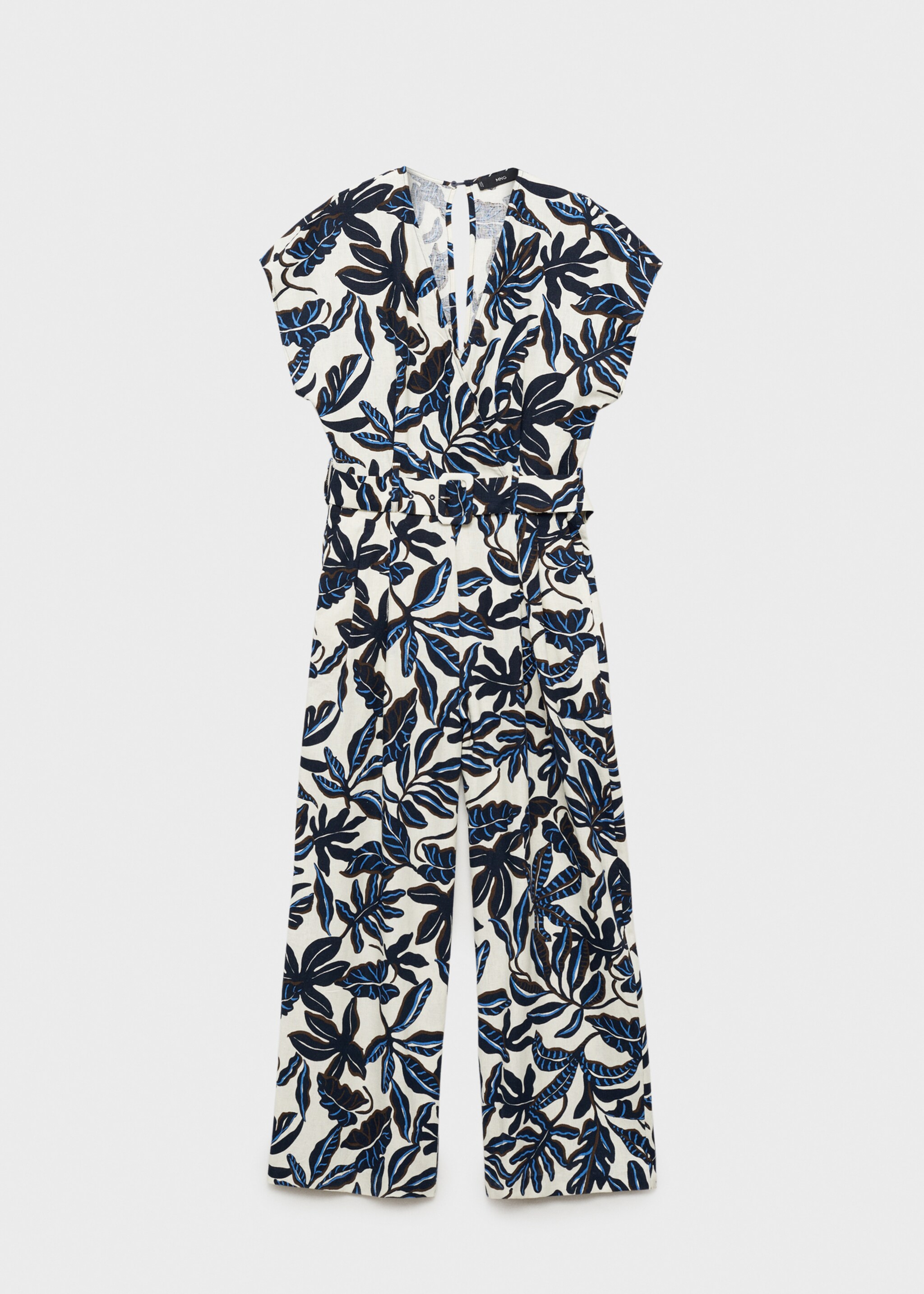 Bedruckter Leinen-Jumpsuit mit Gürtel - Artikel ohne Model