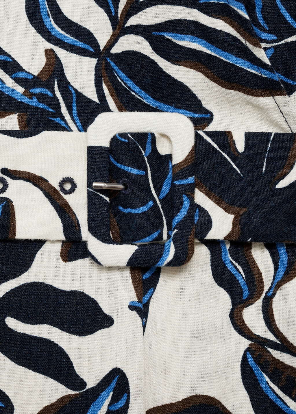 Printed linen jumpsuit with belt