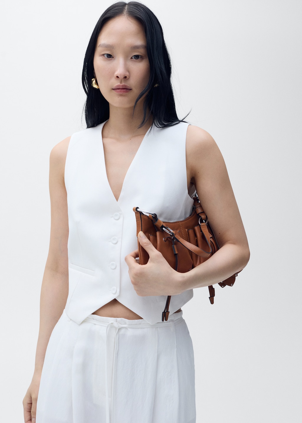 Straight lyocell suit vest