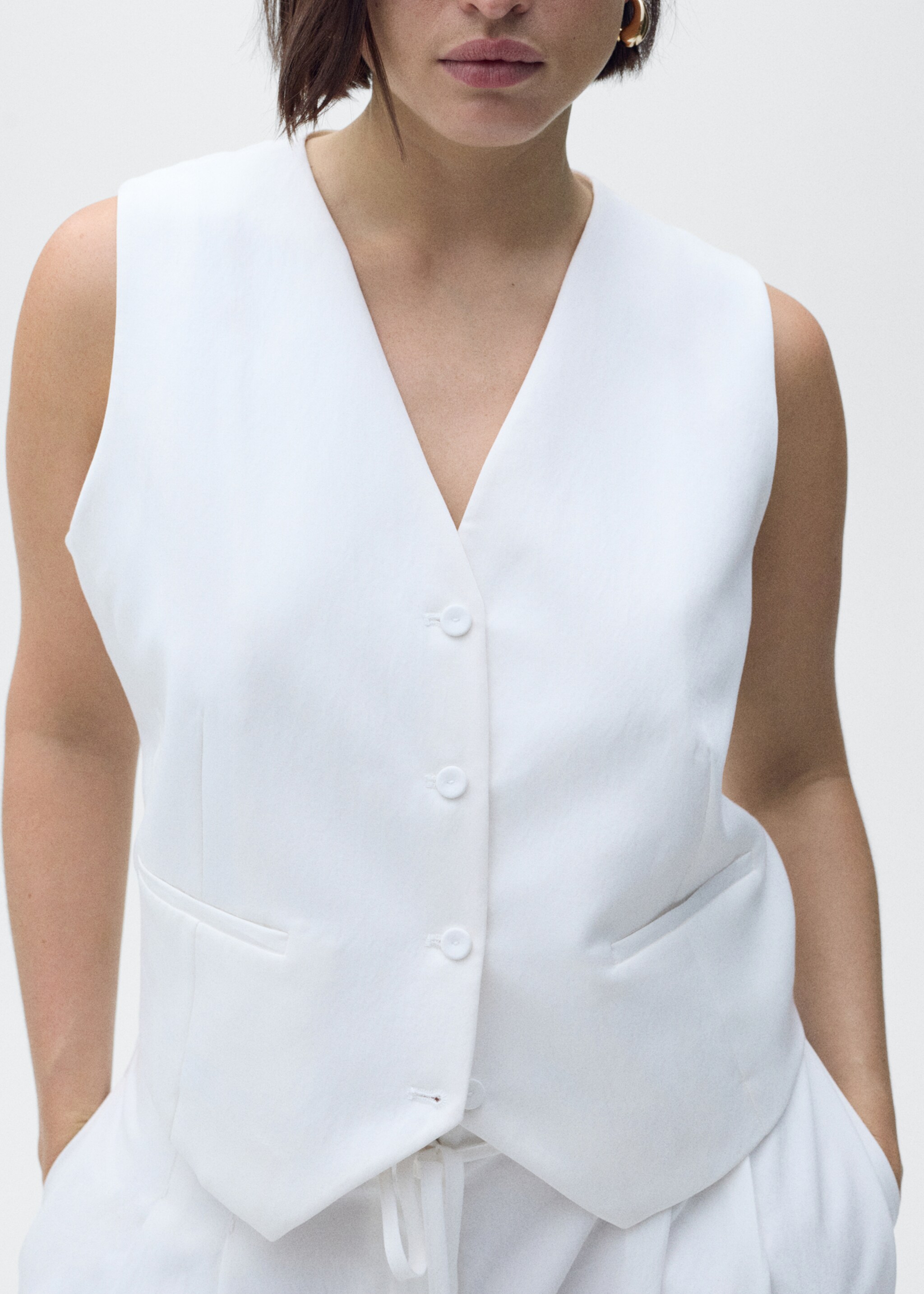Straight lyocell suit waistcoat - Details of the article 4