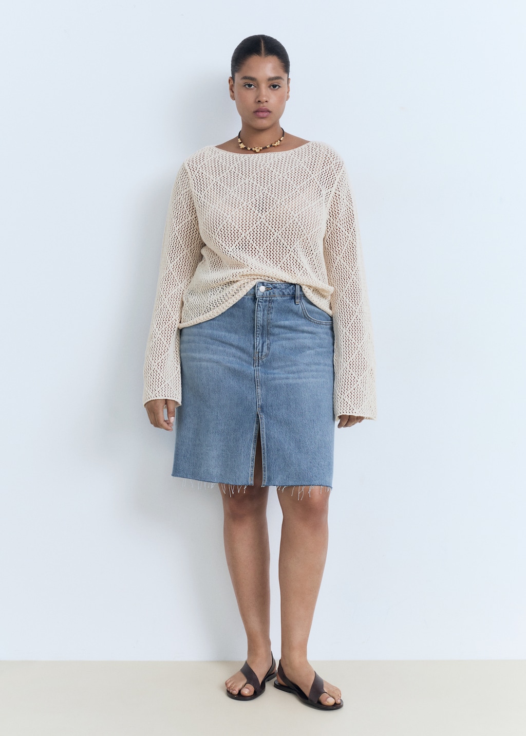 Midi denim skirt