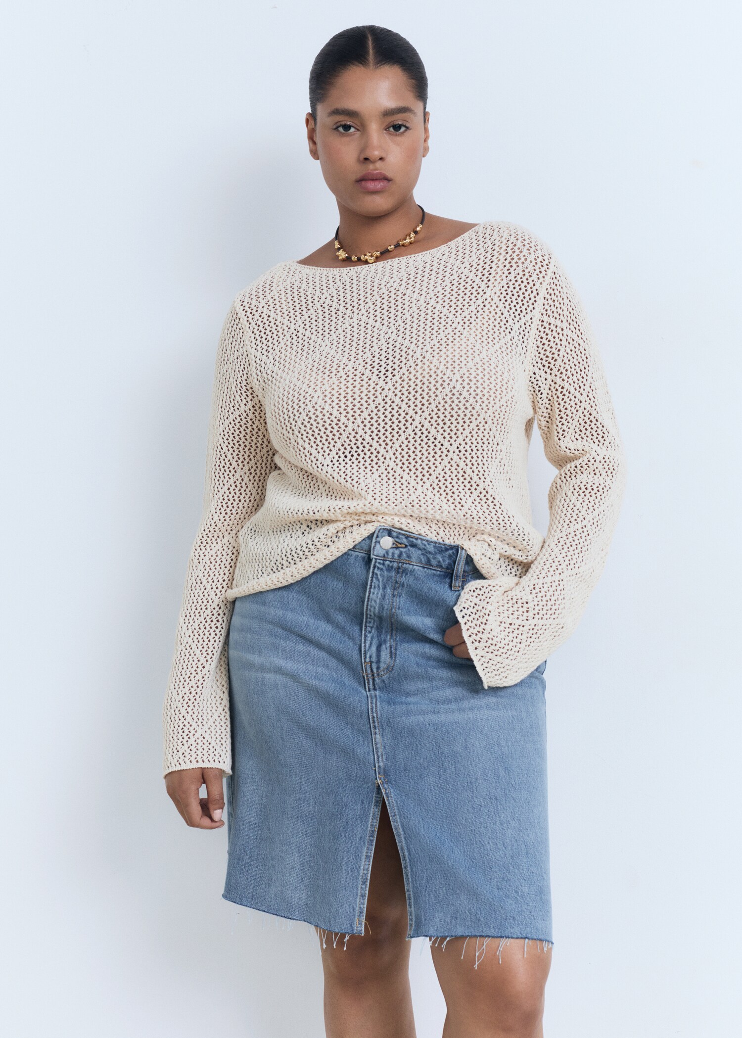 Midi denim etek - Ürün detayı 5
