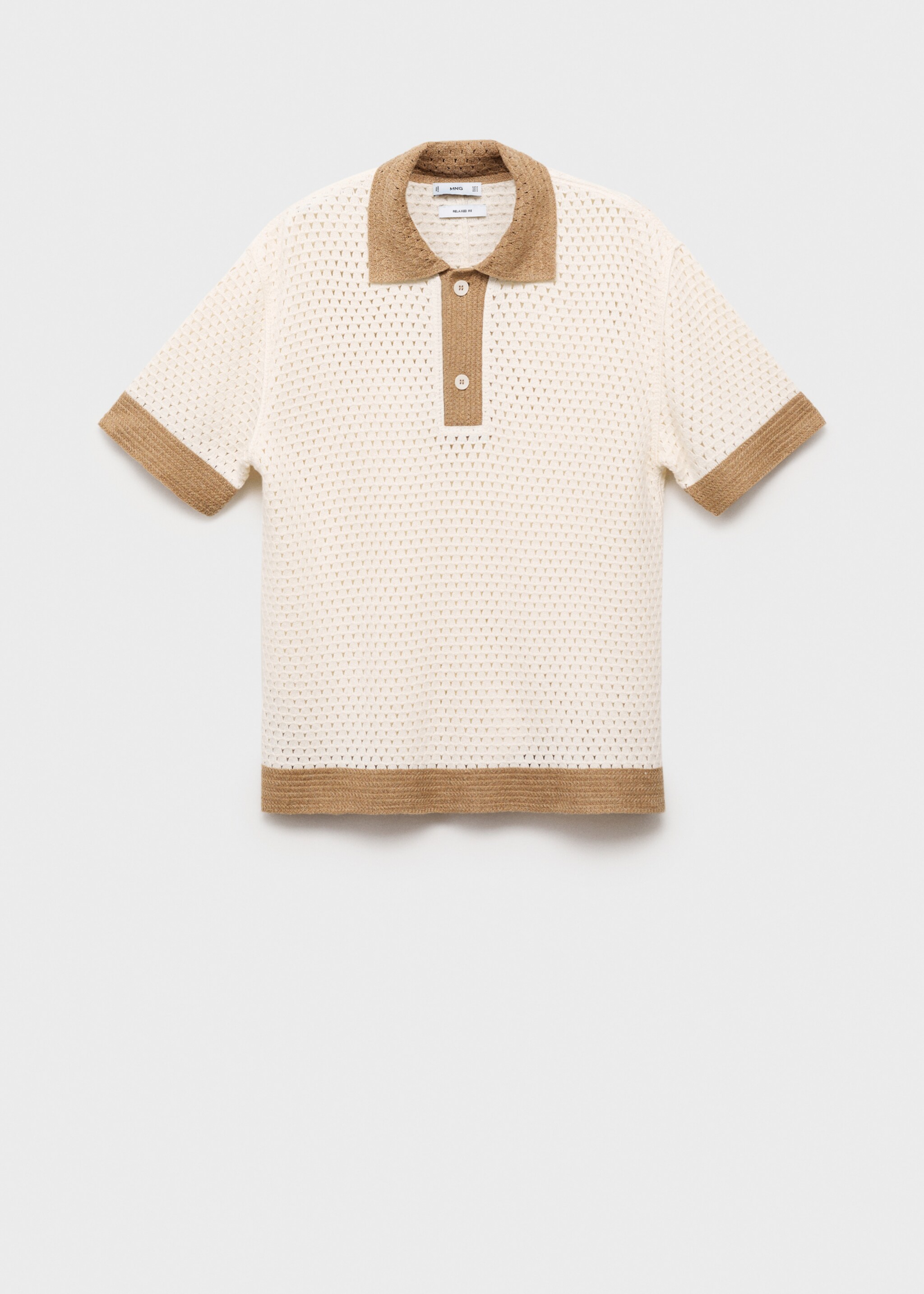 Polo din tricot ajurat în contrast - Articol fără model