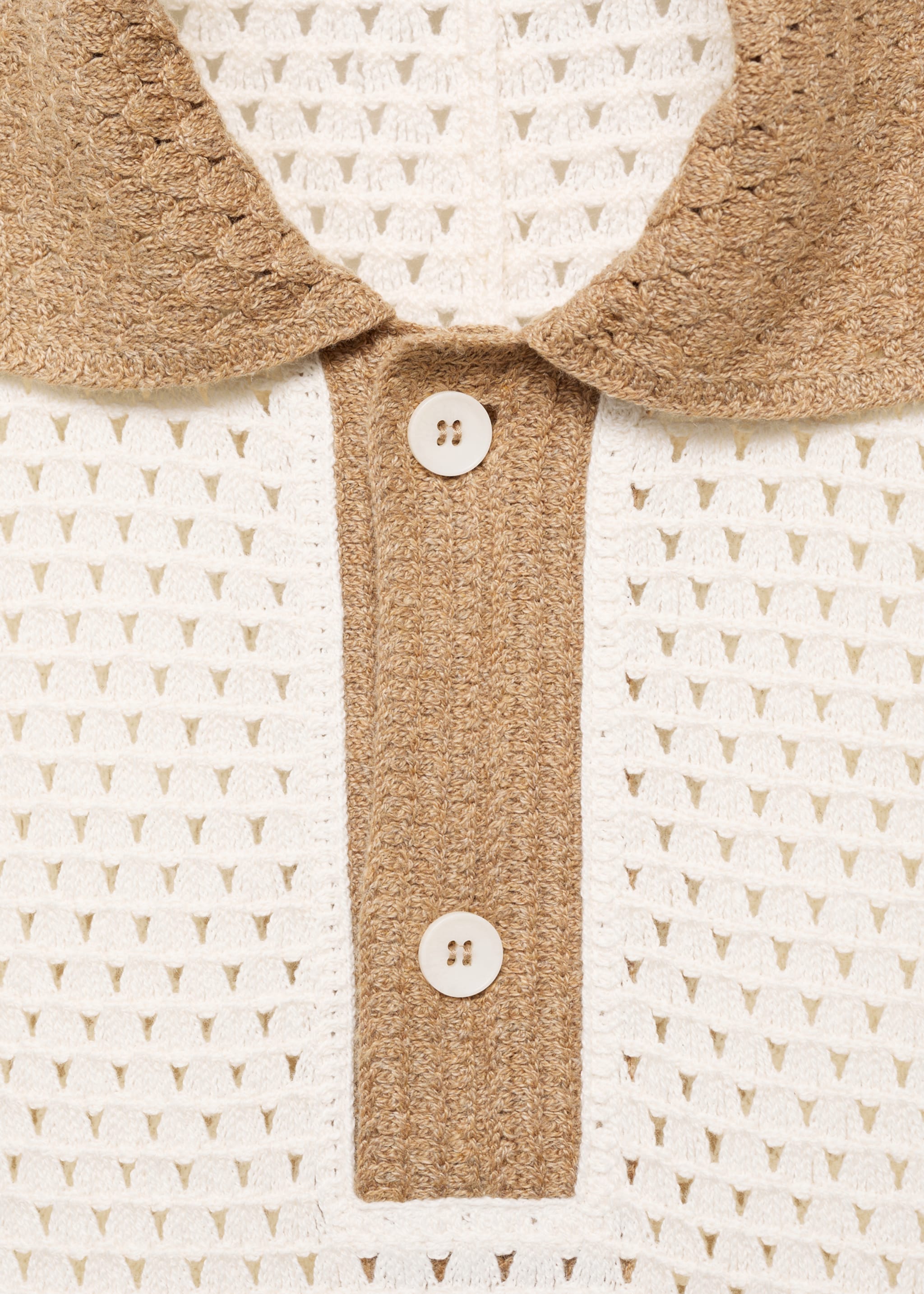 Polo din tricot ajurat în contrast - Detaliu al articolului 8