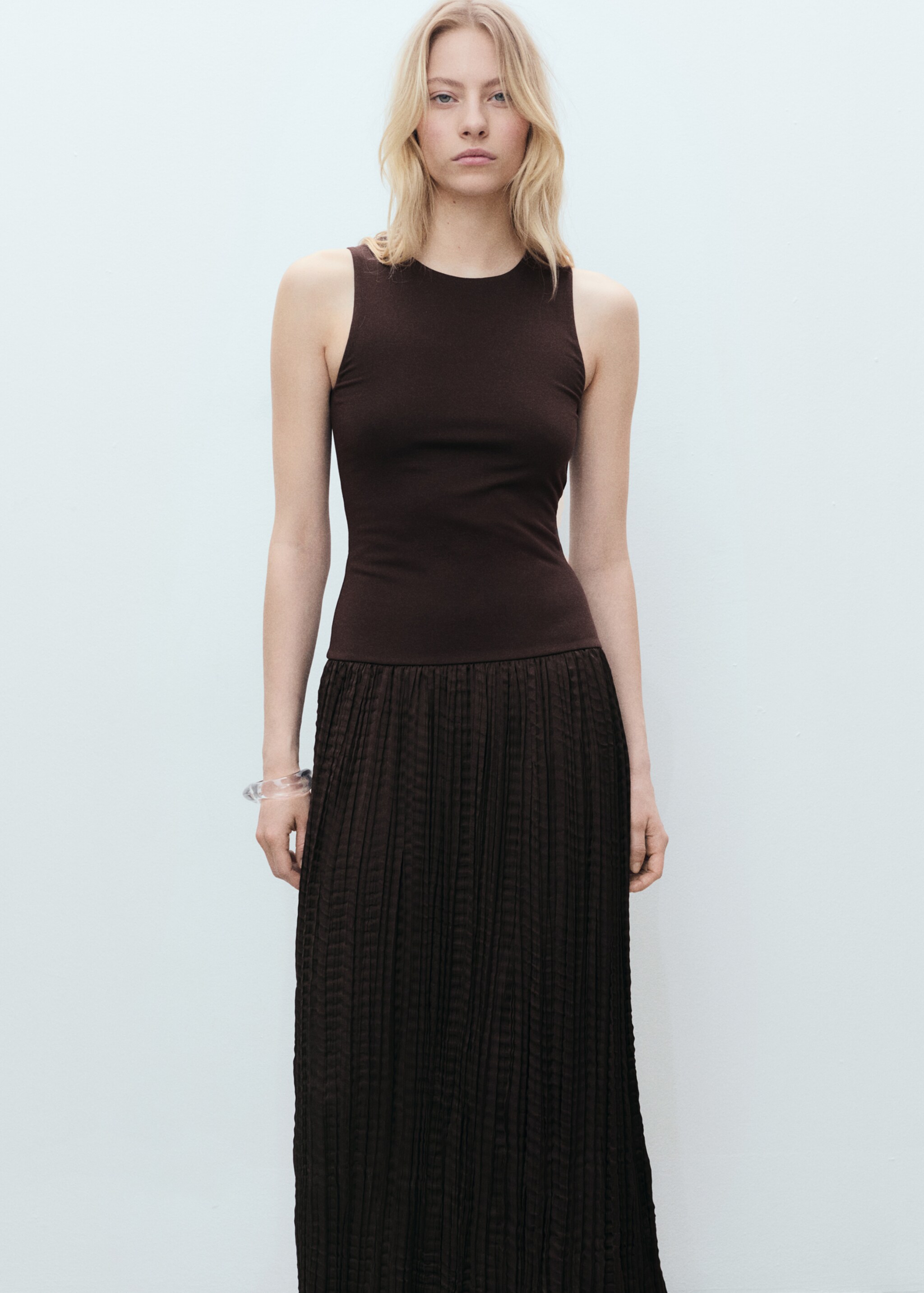 Robe longue tissu combiné - Plan moyen