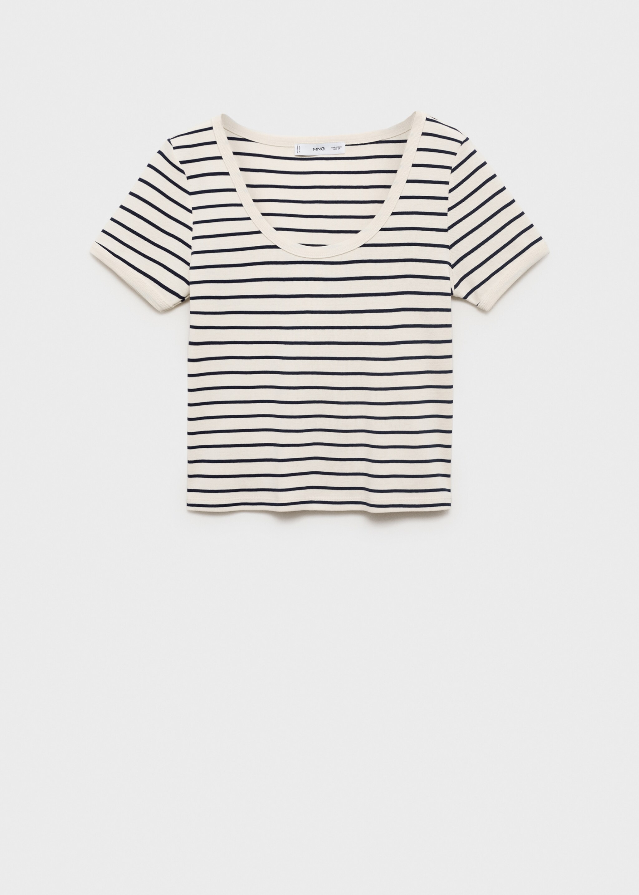 Randig t-shirt i bomull med lågt skuren halsringning - Artikel utan modell