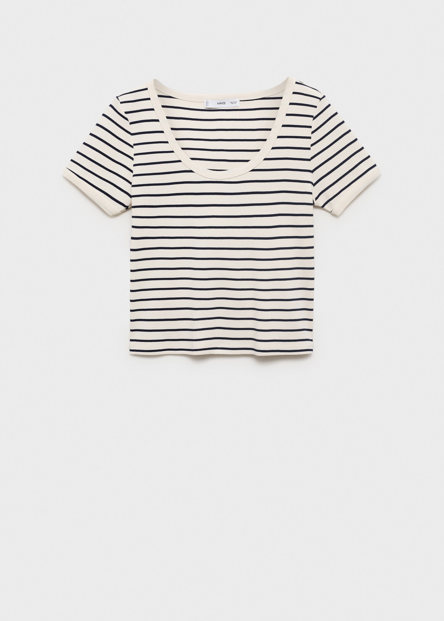 Striped cotton T-shirt with low neckline - Article without model