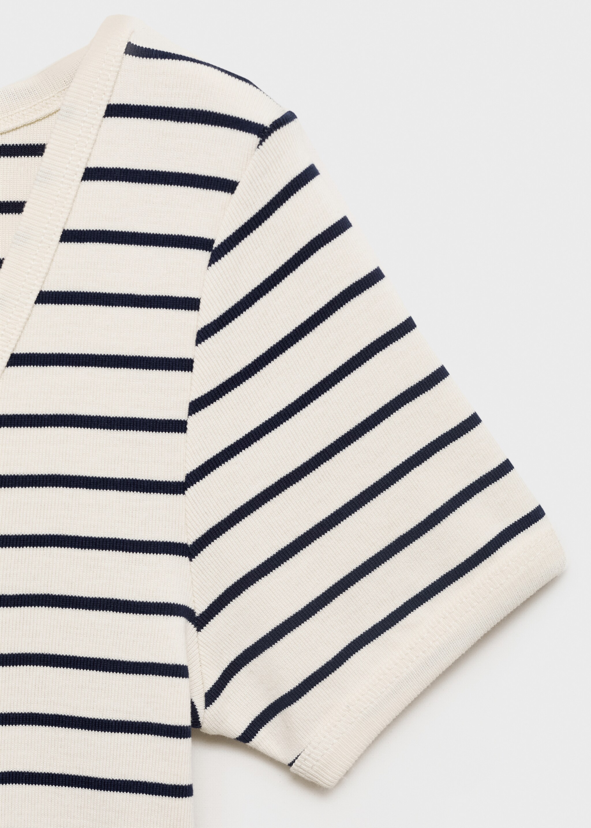 Striped cotton T-shirt with low neckline - รายละเอียดของสินค้า 8
