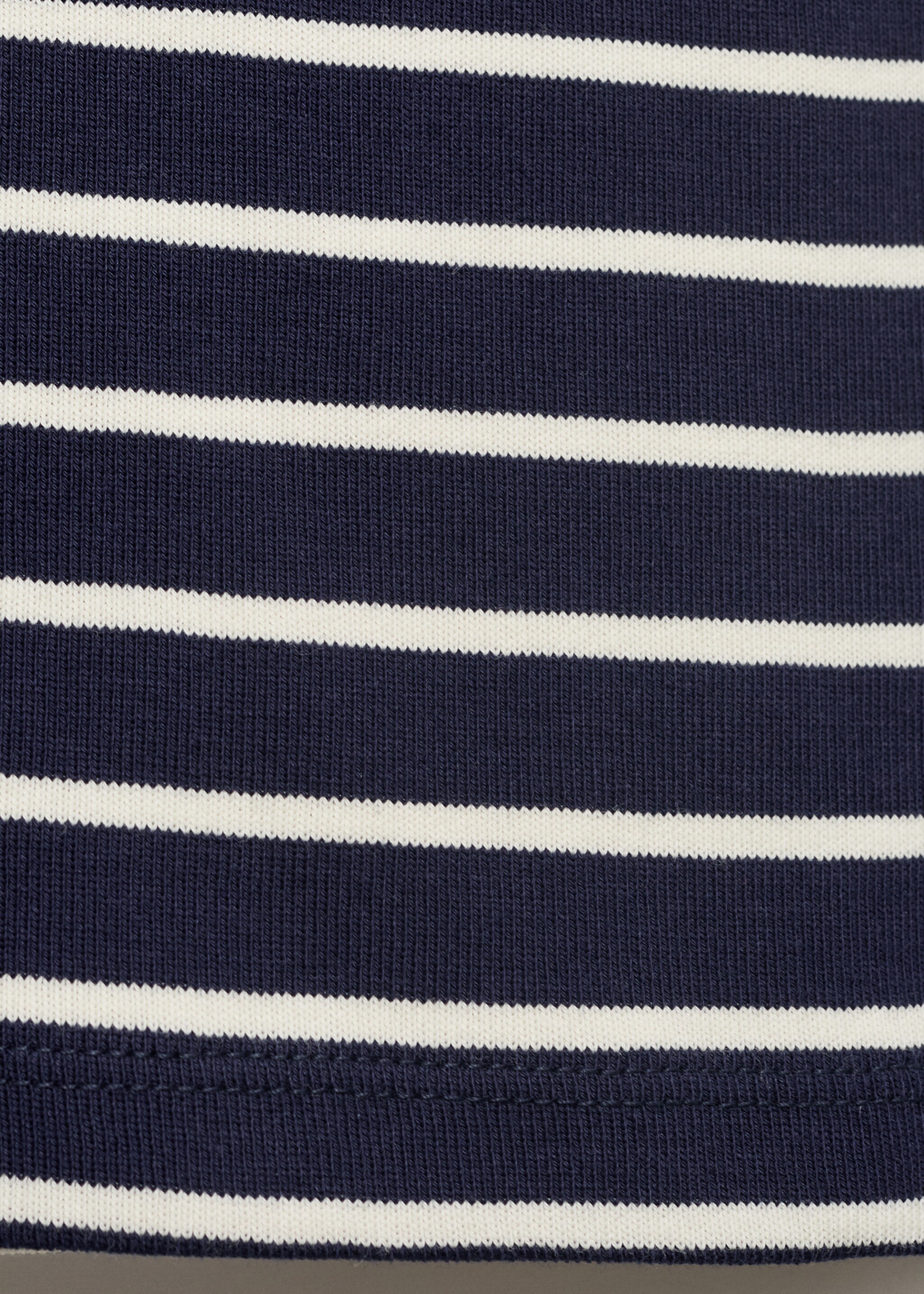 Striped cotton T-shirt with low neckline - Details of the article 0