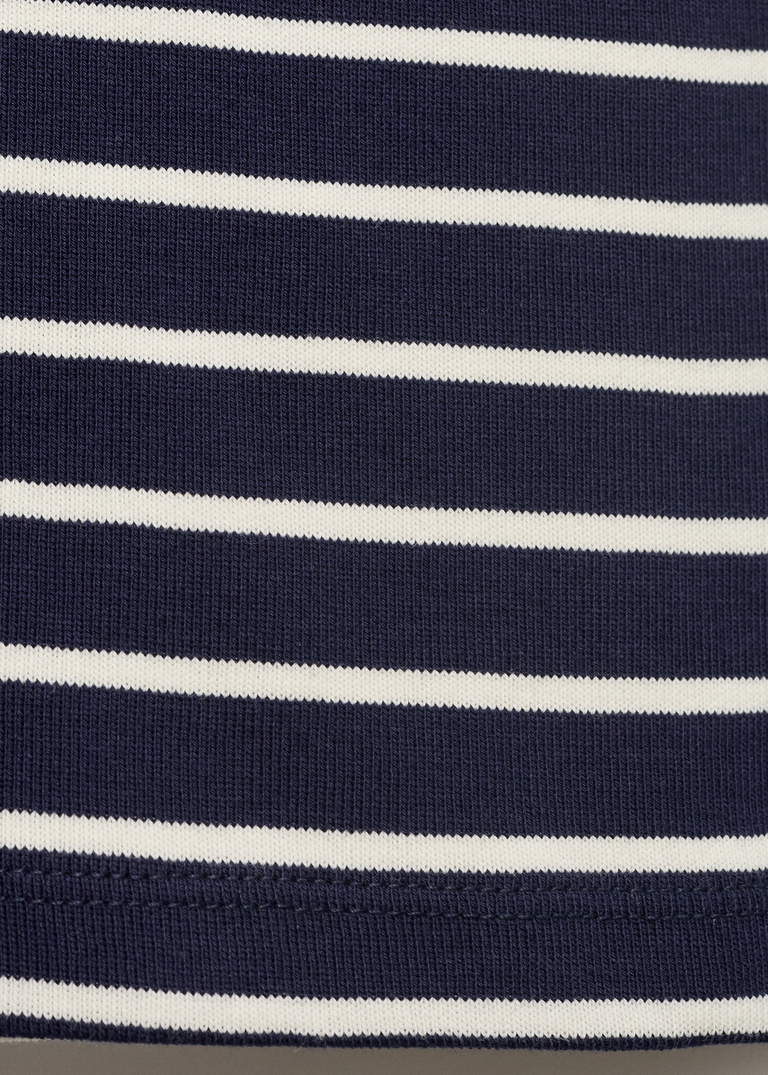 Striped cotton T-shirt with low neckline - Details of the article 0