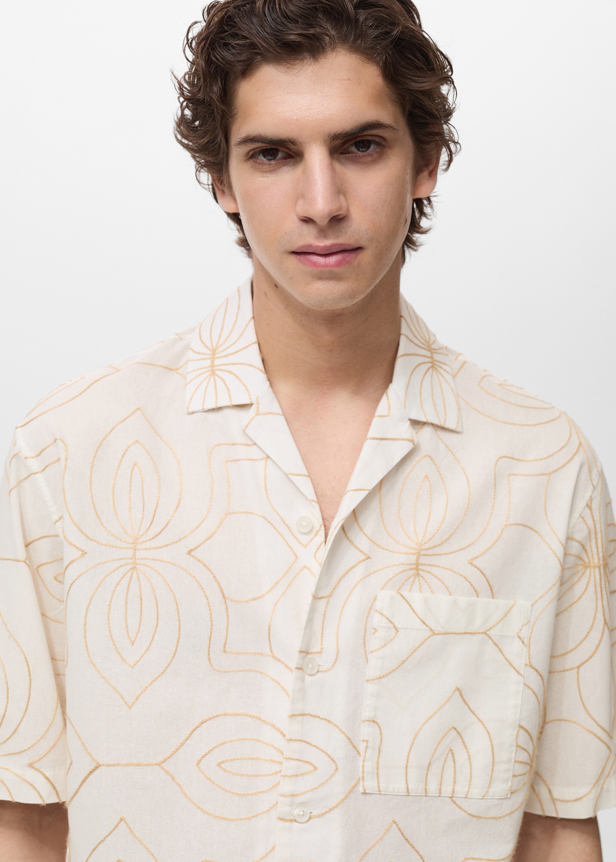 Chemise col bowling broderies - Détail de l'article 1