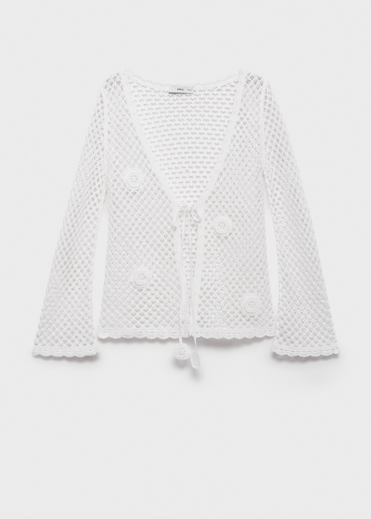Crochet cardigan with bow closure - Article without model