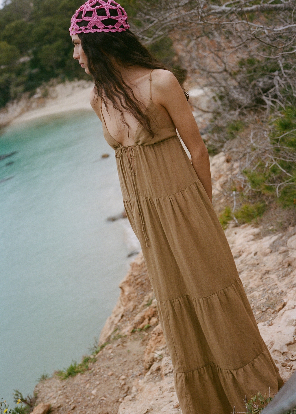 Mango V-neck cotton dress