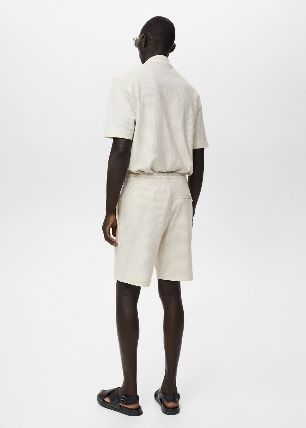 Striped cotton Bermuda shorts - Men | MANGO USA