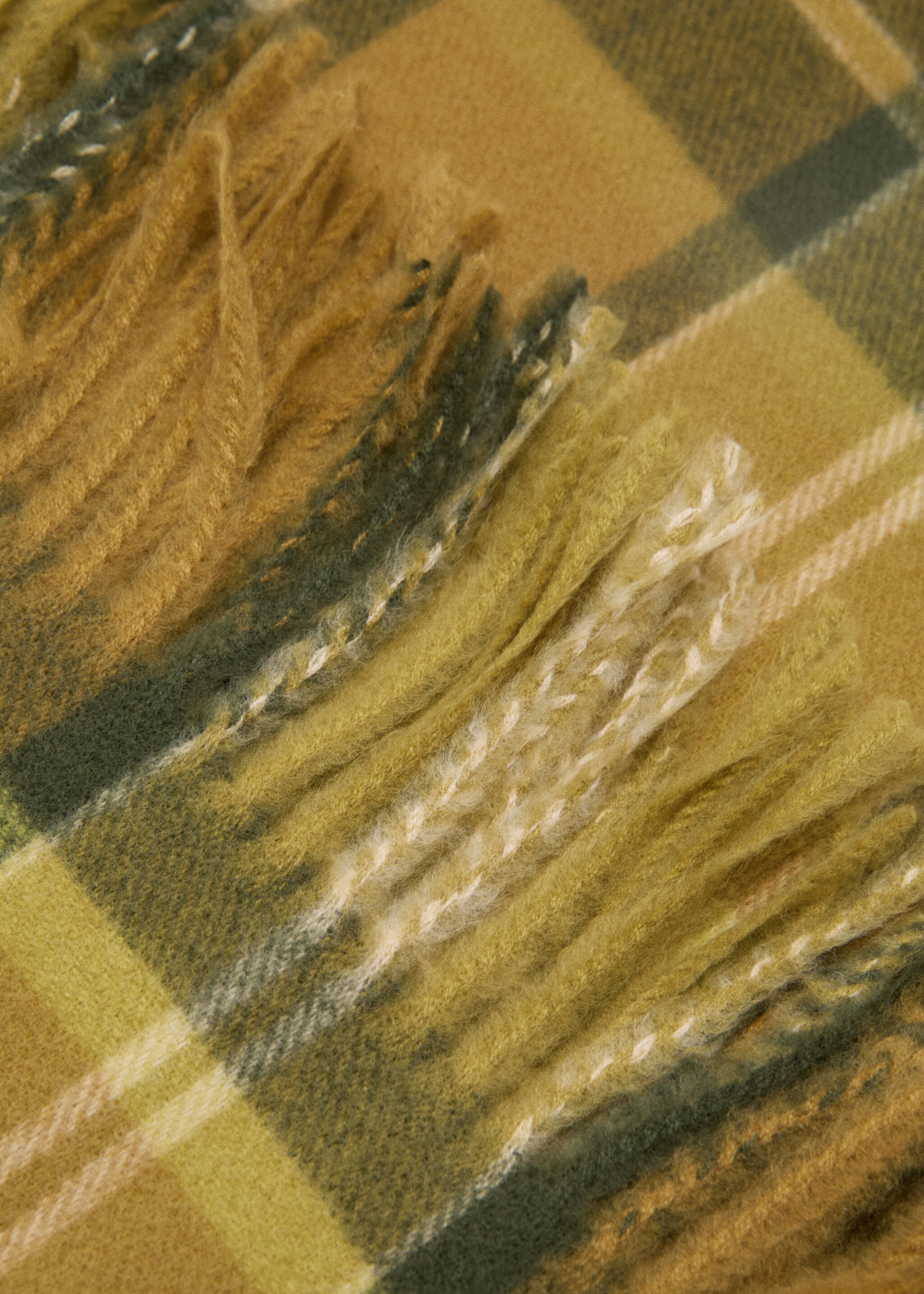 Check scarf with fringed ends - Medium plane