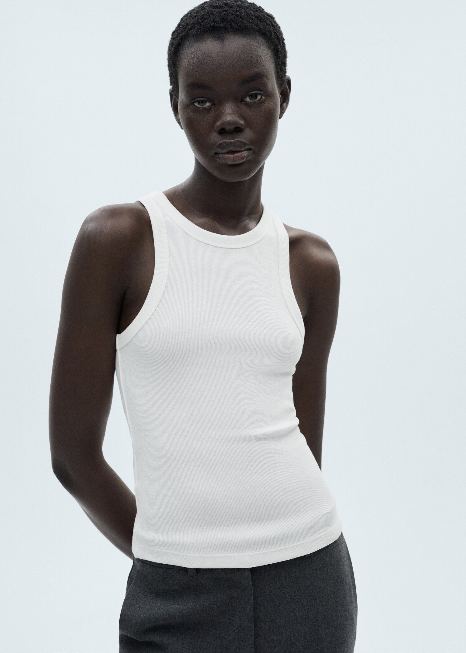 Ribbed cotton-blend top - Medium plane