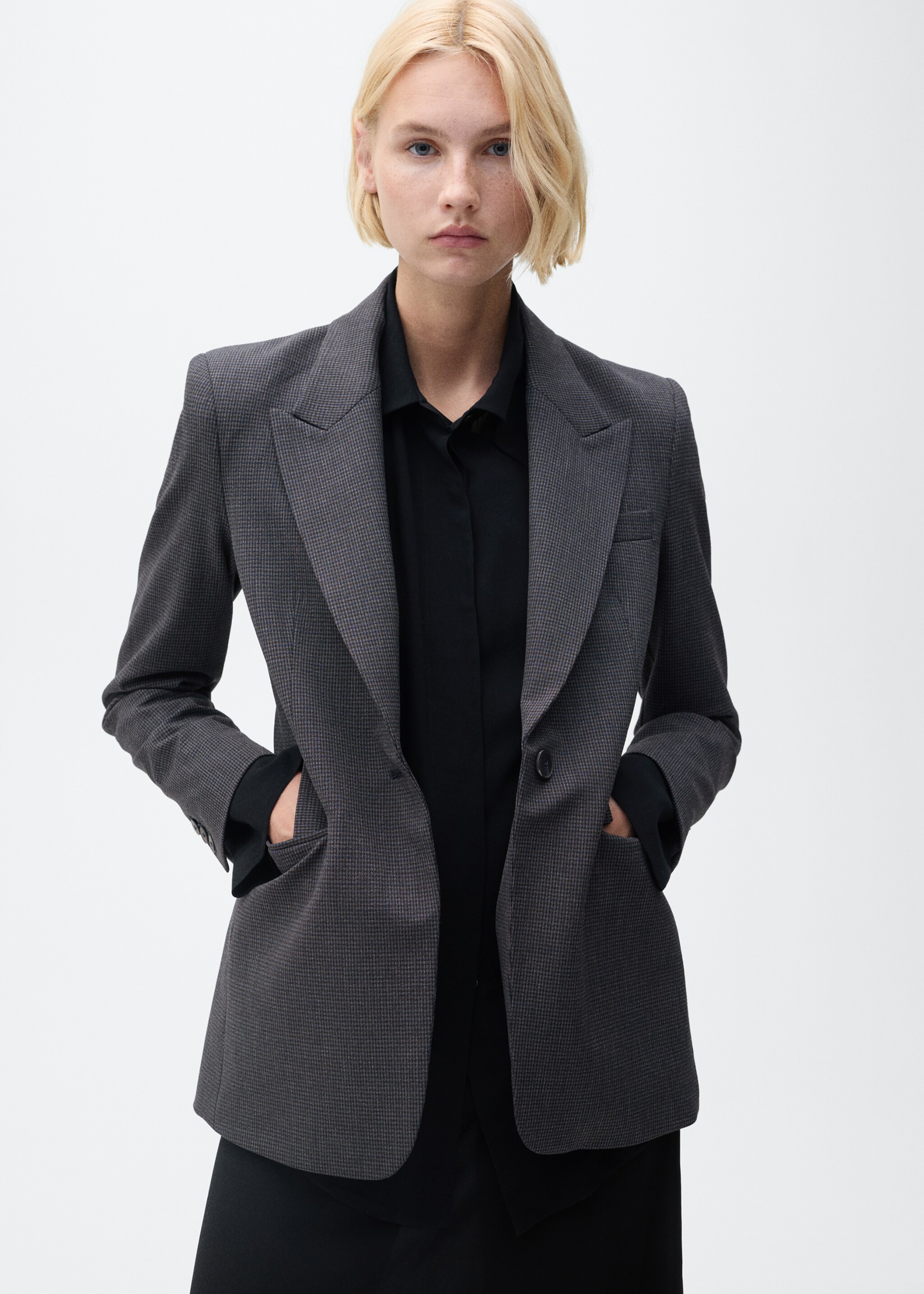 Gerader Blazer mit Mikro-Hahnentrittmuster - Detail des Artikels 2