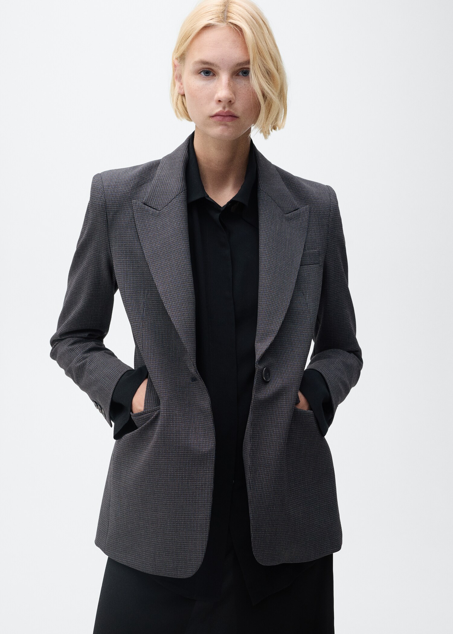 Straight-fit micro-houndstooth jacket - Details of the article 2