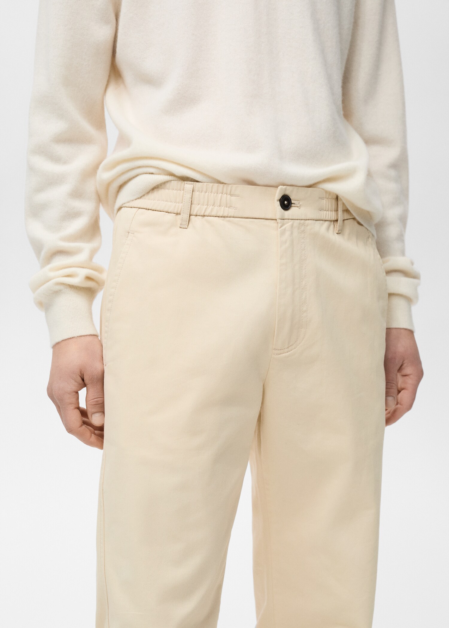 Regular-fit cotton pants with drawstring - Details of the article 1