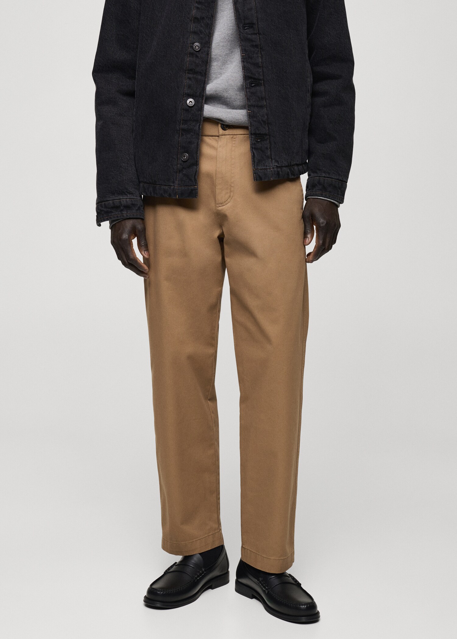 Regular fit cotton drawstring trousers - Medium plane