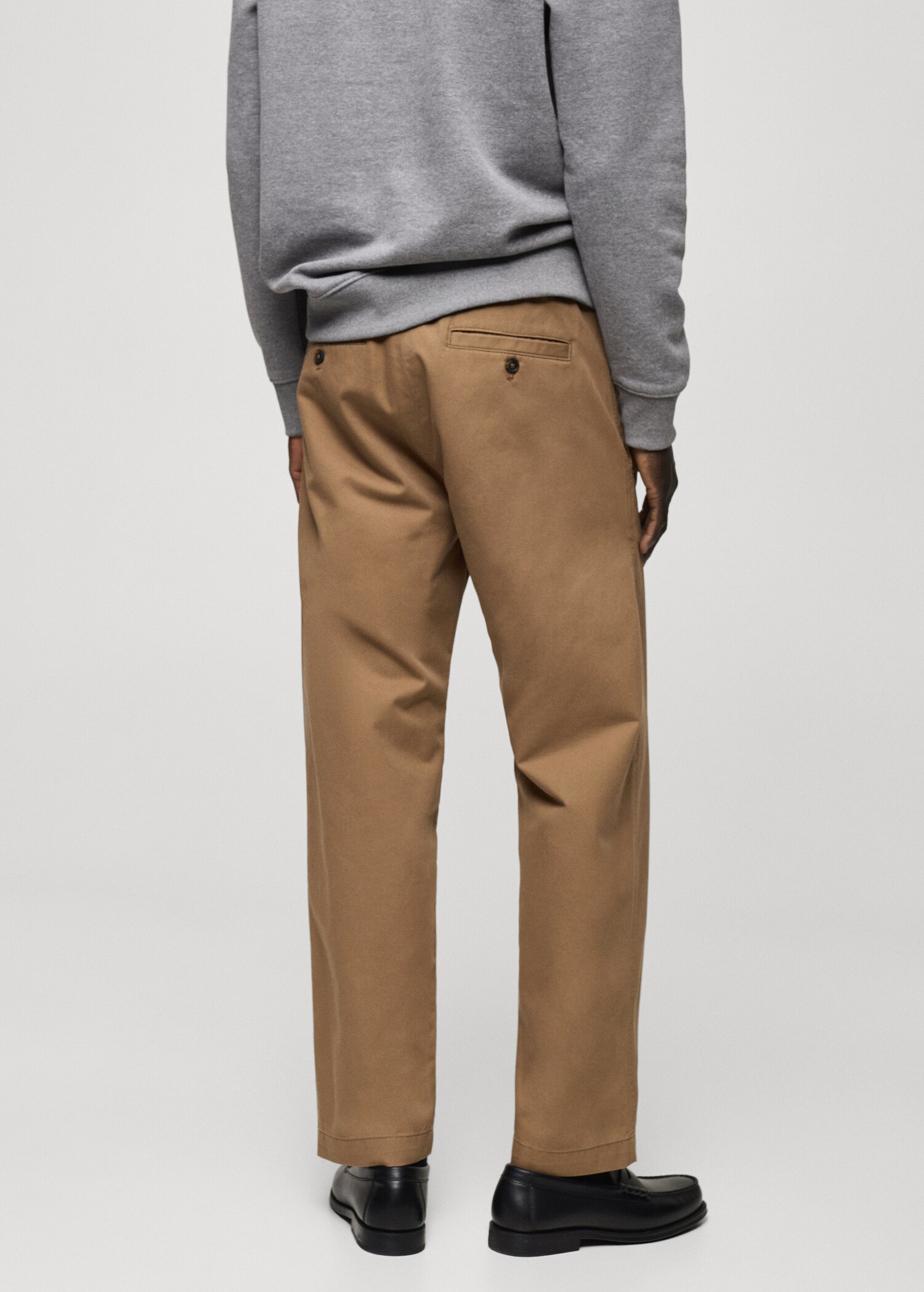 Regular fit cotton drawstring trousers - Reverse of the article