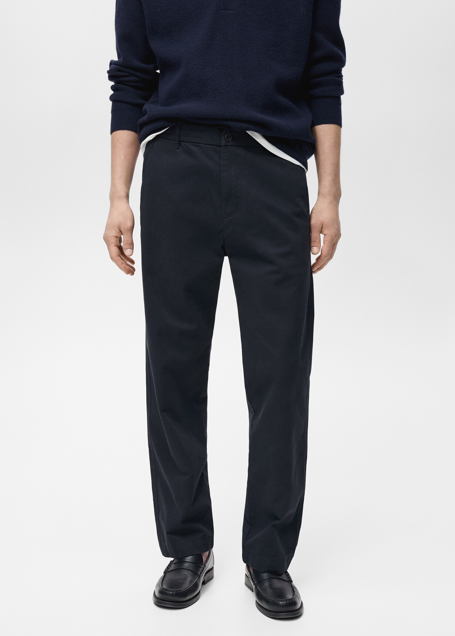 Regular fit cotton drawstring trousers - Medium plane