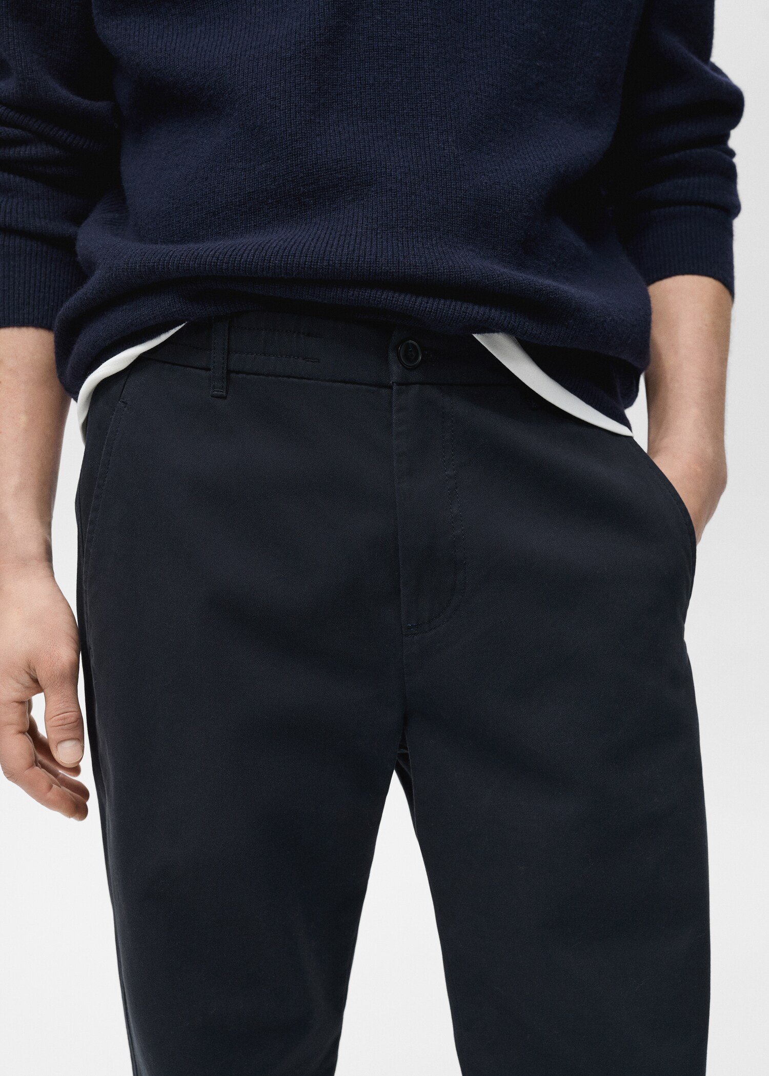 Regular fit cotton drawstring trousers - Details of the article 1