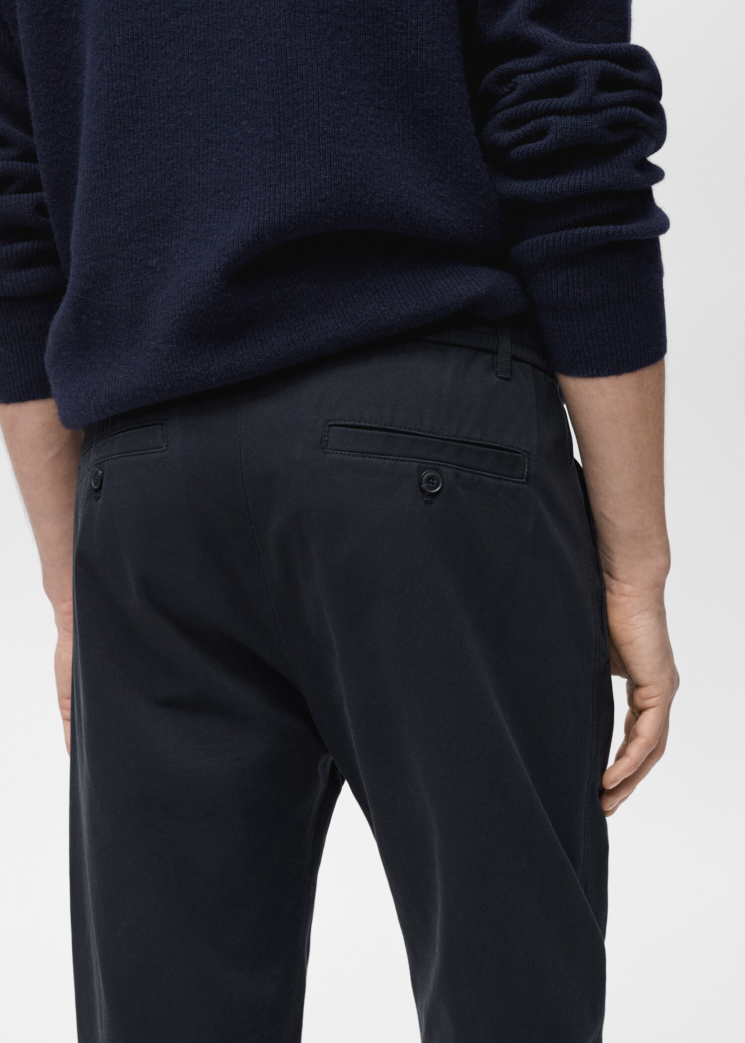 Regular fit cotton drawstring trousers - Details of the article 2