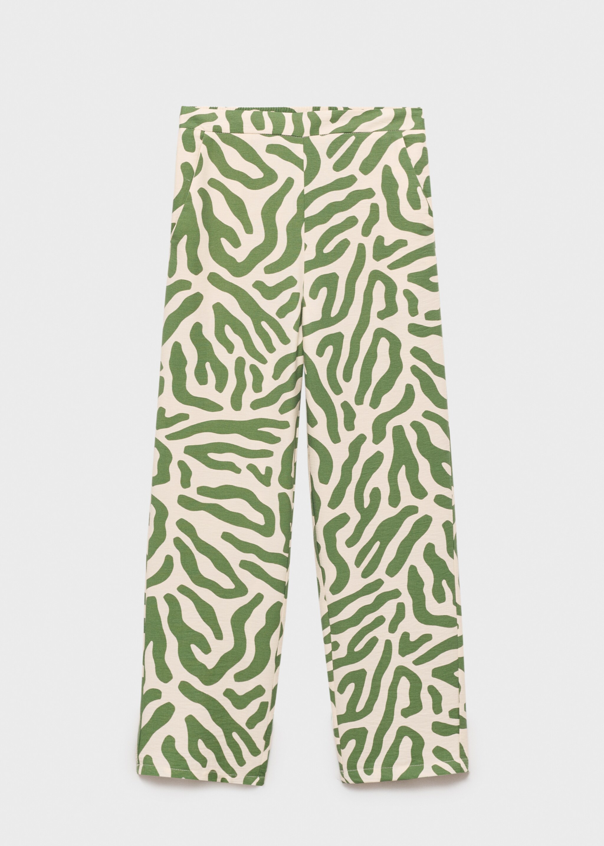 Printed straight trousers - Article without model, Green. Ref: 87060579-00.